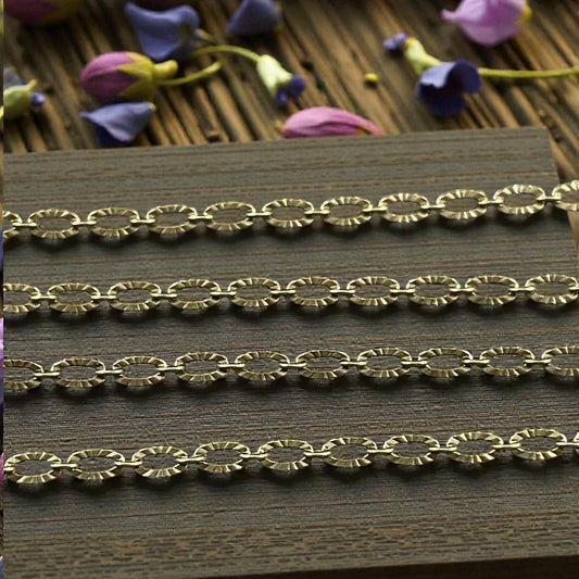 Chain by the Foot - 3mm x 4.8mm Textured Cable Chain - Antiqued Brass (CH-867AB) * 18" Length