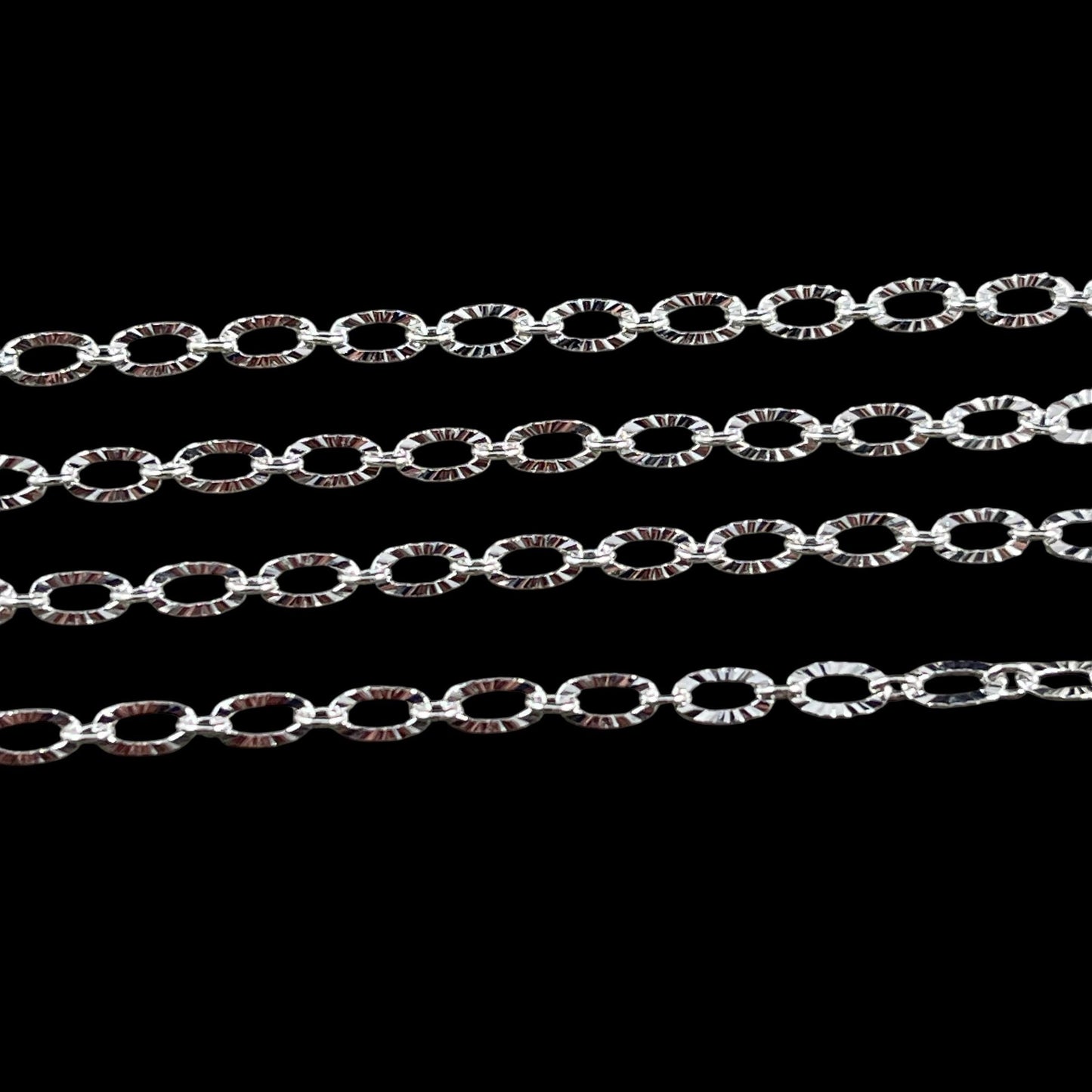 3mm x 4.8mm Textured Cable Chain - Silver Plated Brass (CH-867S) * 18" Length