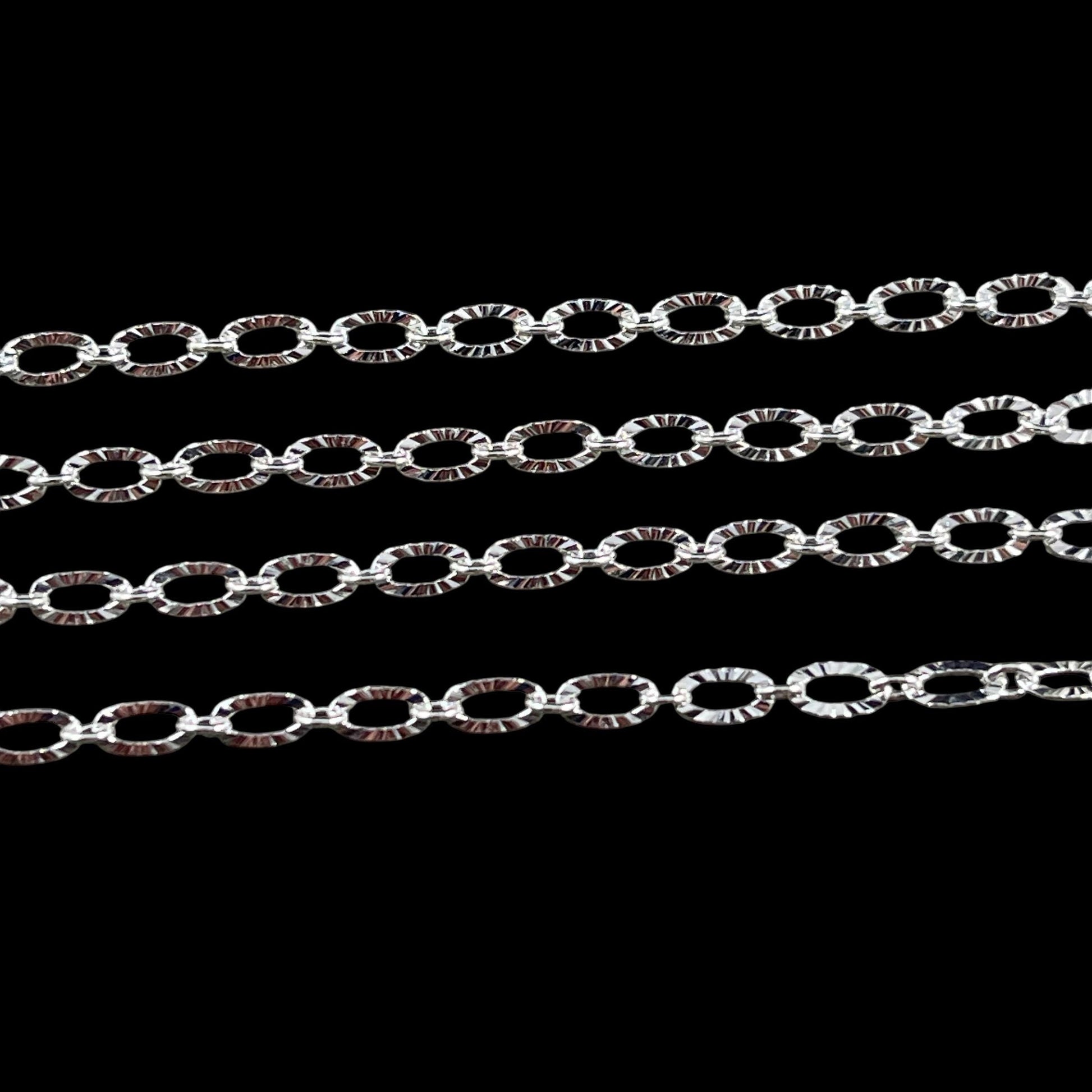 3mm x 4.8mm Textured Cable Chain - Silver Plated Brass (CH-867S) * 18" Length