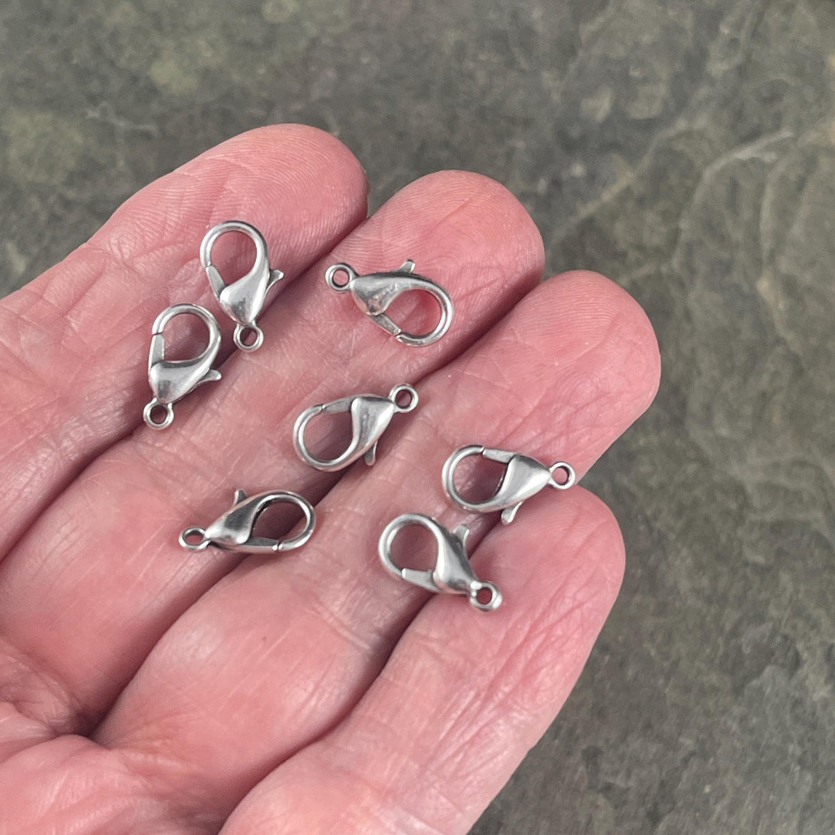 Lobster Clasp, 12x7mm Antiqued Silver Plated (PF/605-12-77) * Qty. 12