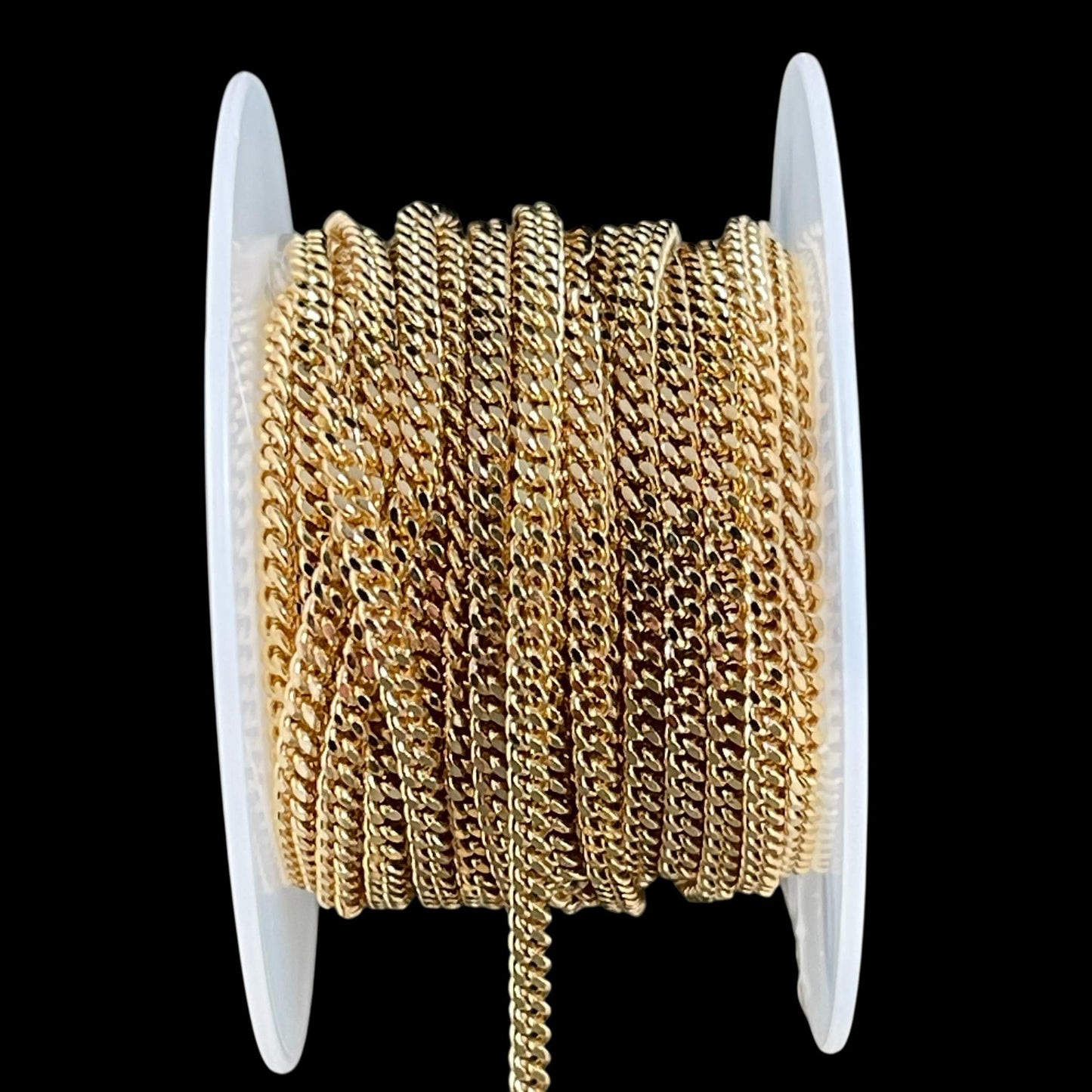 Chain by the Foot - 2.2mm Flat Curb Chain - Gold Plated Brass (CH-888G) * 18" Length