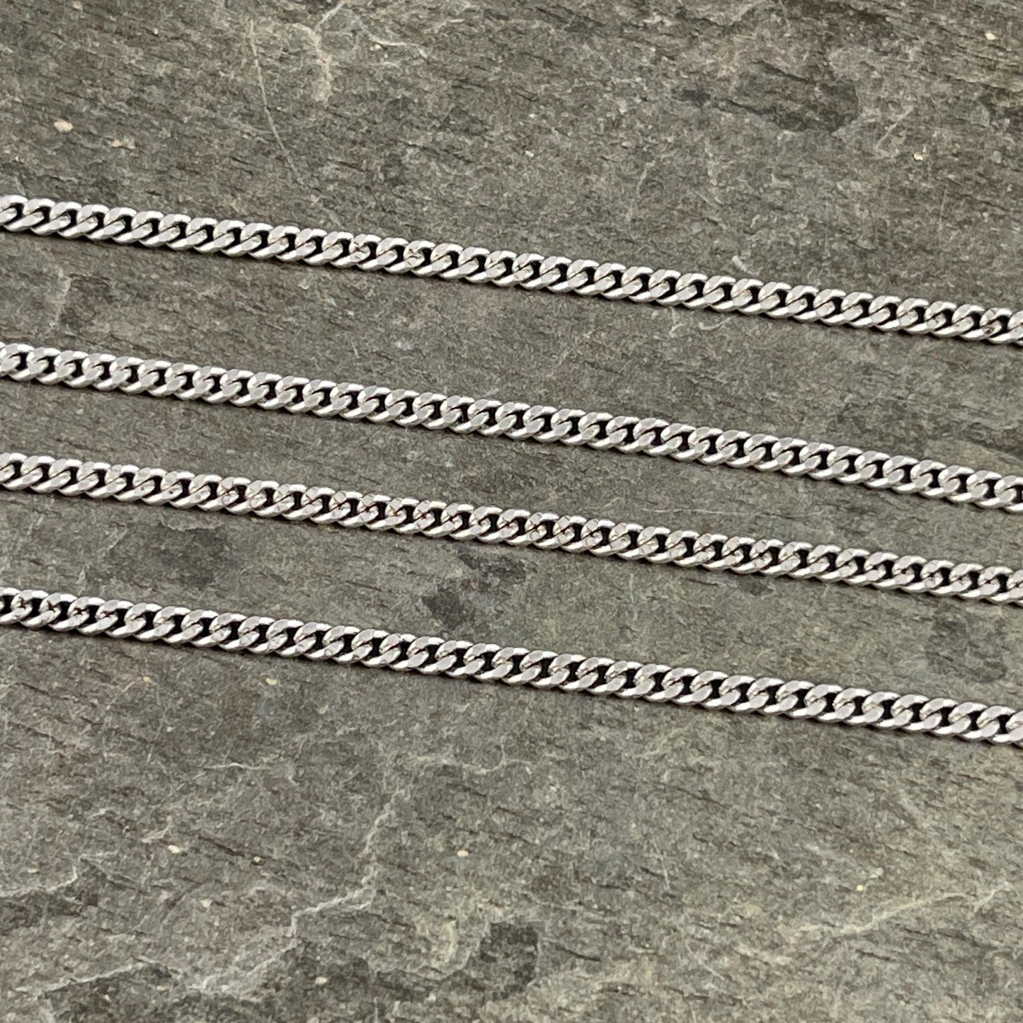 Chain by the Foot - 2.2mm Flat Curb Chain - Antiqued Silver Plated Brass (CH-888AS) * 18" length