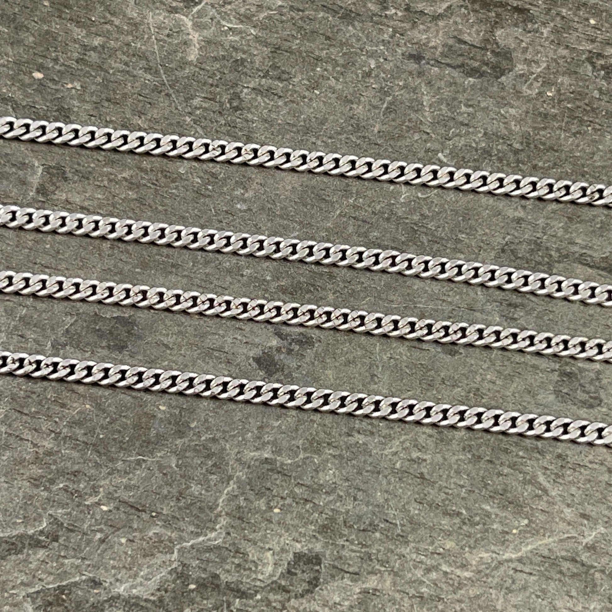 Chain by the Foot - 2.2mm Flat Curb Chain - Antiqued Silver Plated Brass (CH-888AS) * 18" length