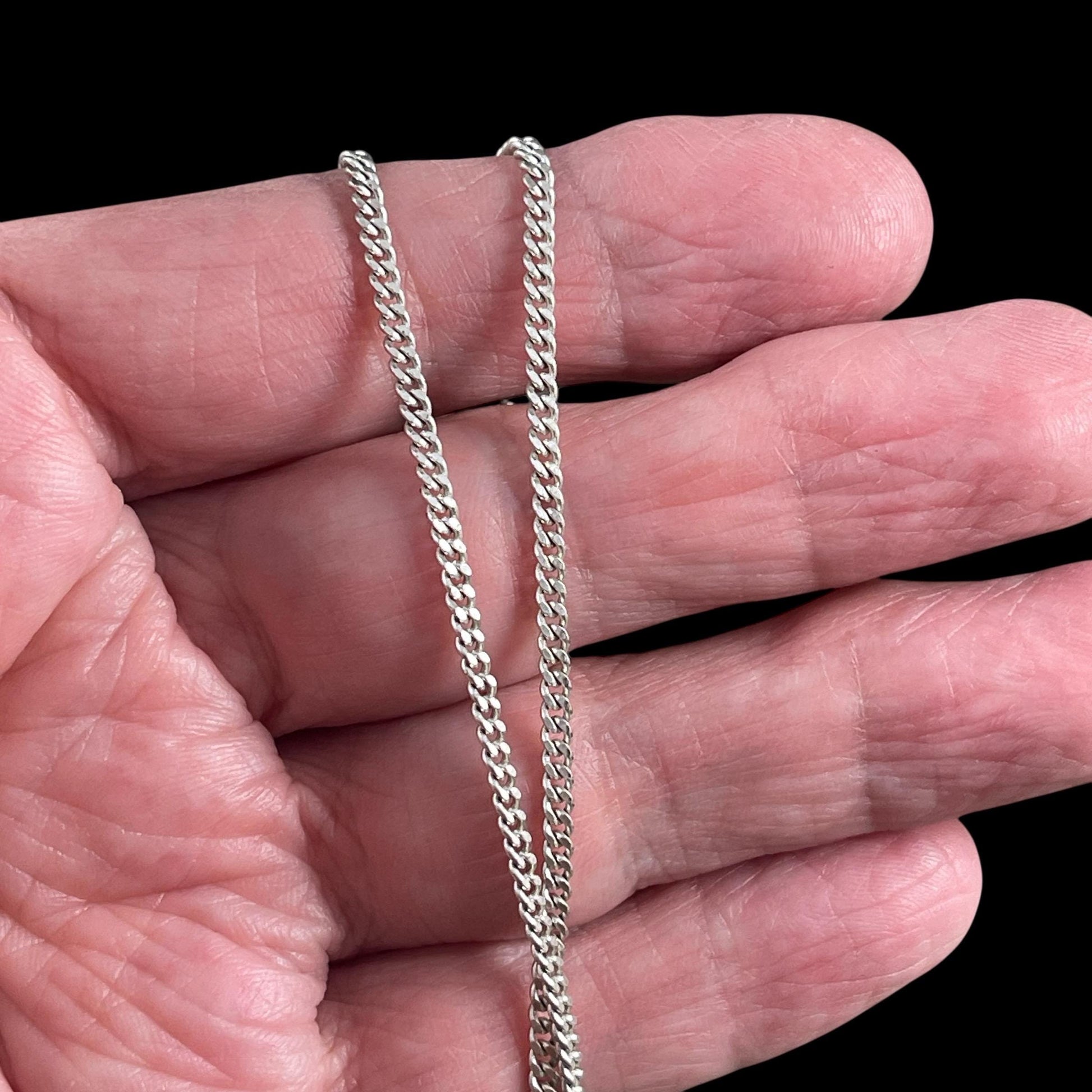 Chain by the Foot - 2.2mm Flat Curb Chain - Antiqued Silver Plated Brass (CH-888AS) * 18" length