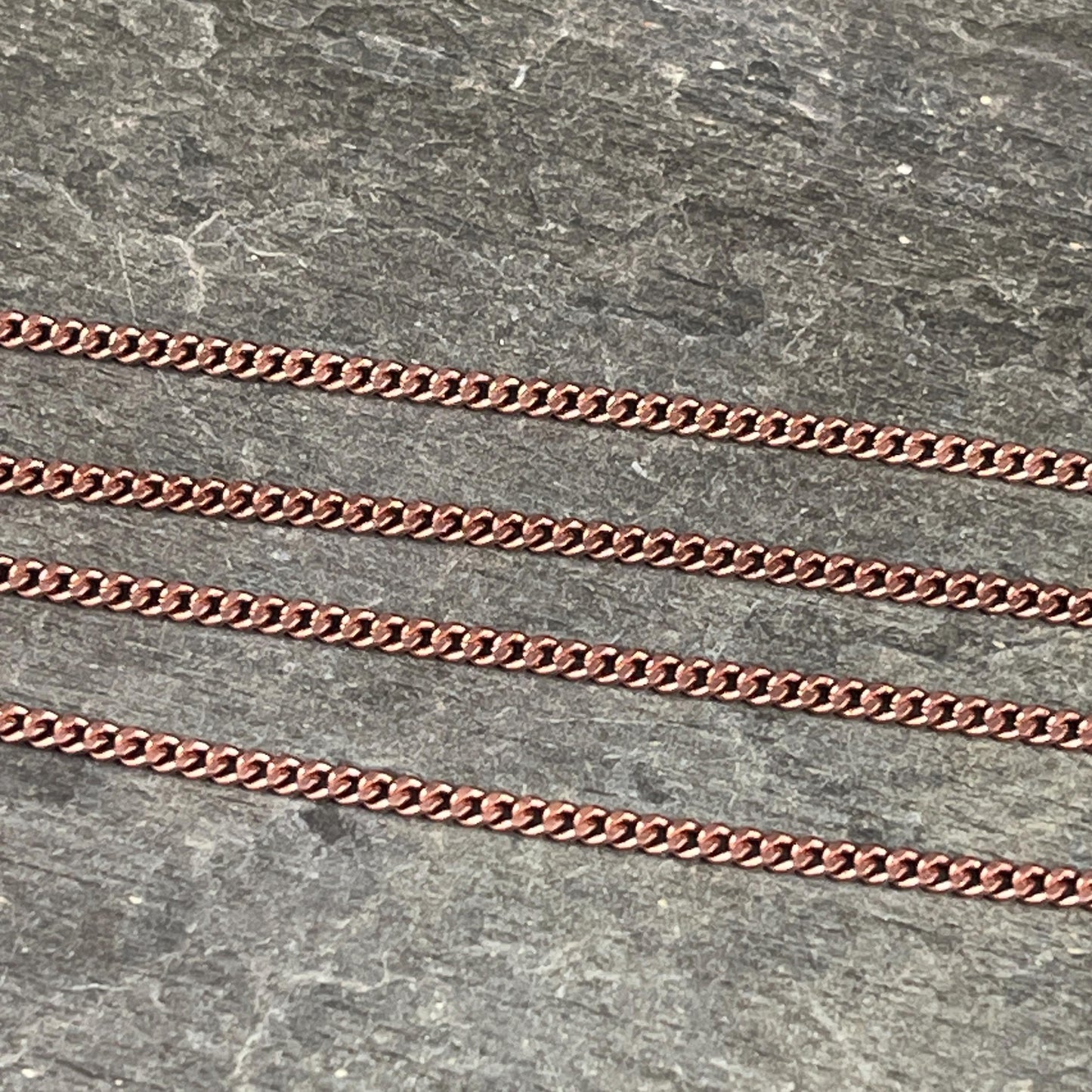 Chain by the Foot - 2.2mm Flat Curb Chain - Antiqued Copper Plated Brass (CH-888AC) * 18" length