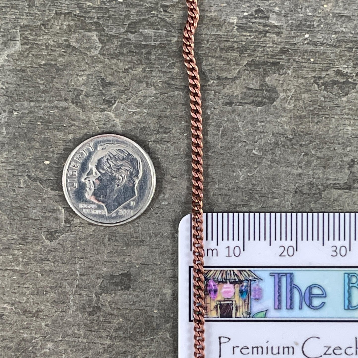 Chain by the Foot - 2.2mm Flat Curb Chain - Antiqued Copper Plated Brass (CH-888AC) * 18" length