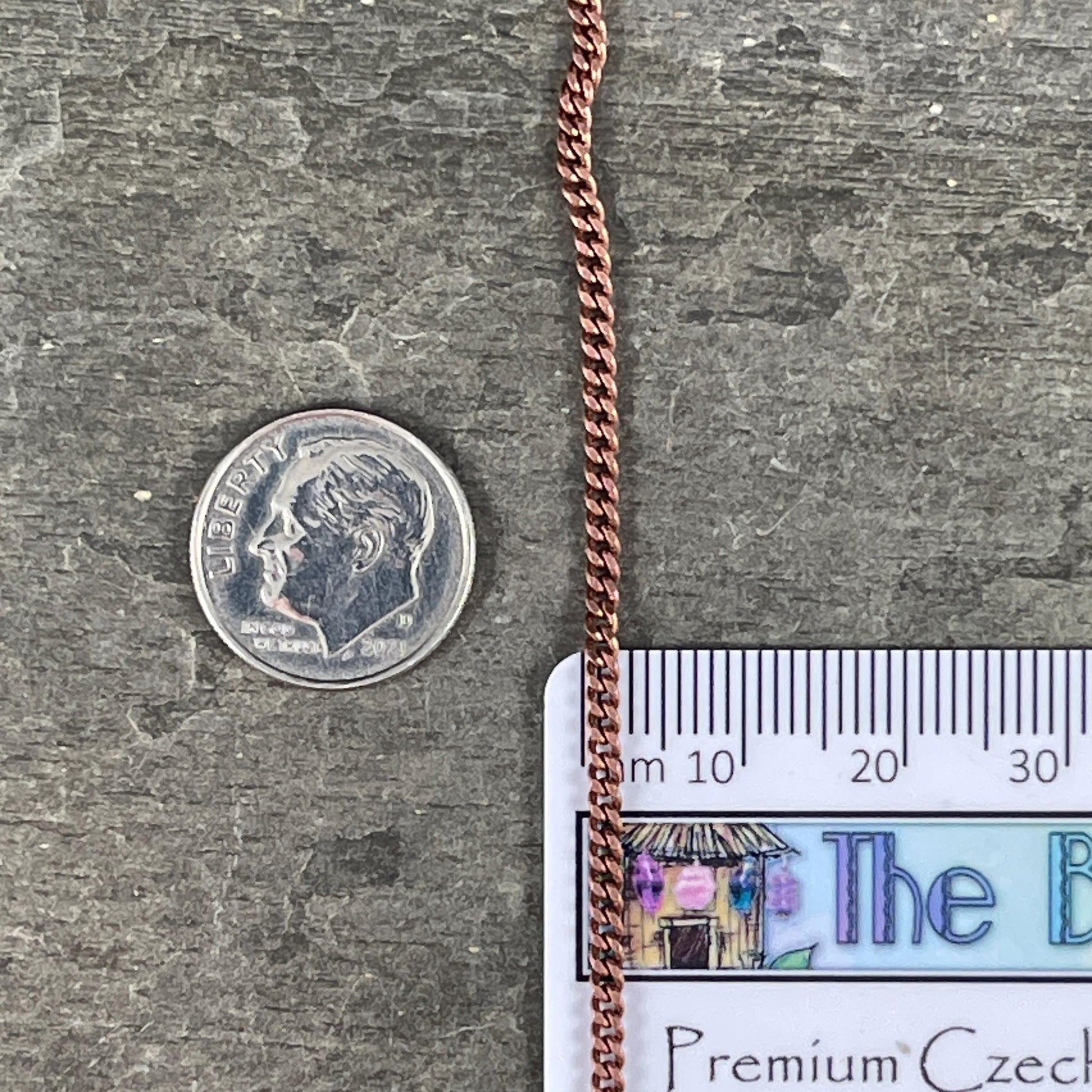 Chain by the Foot - 2.2mm Flat Curb Chain - Antiqued Copper Plated Brass (CH-888AC) * 18" length