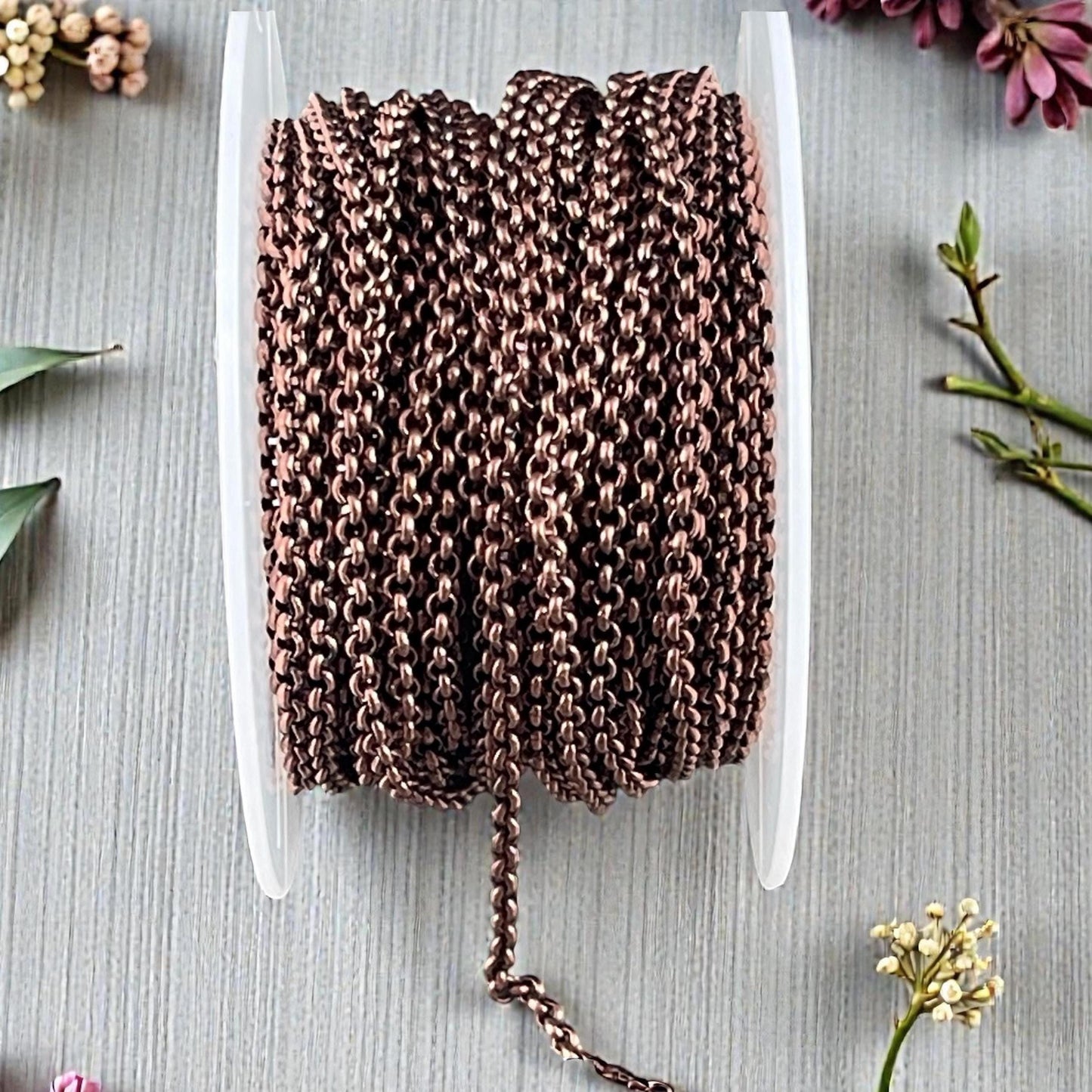 Chain by the Foot - 2mm Rolo, Small Belcher Chain - Antiqued Copper Plated Brass (CH-30AC) * 18" Length