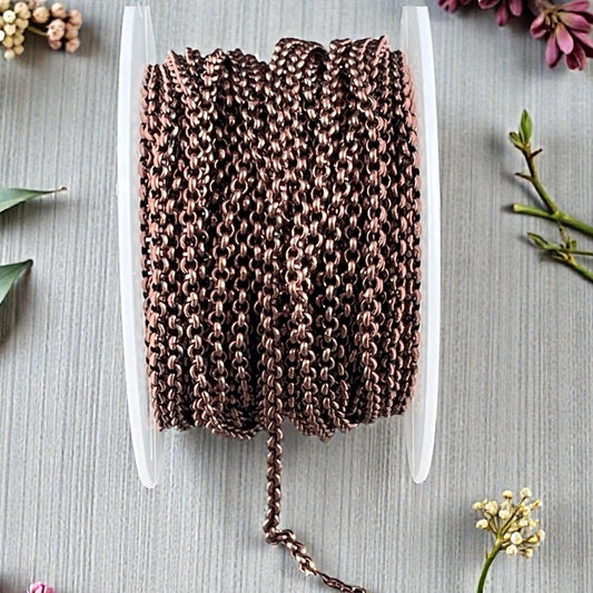 Chain by the Foot - 2mm Rolo, Small Belcher Chain - Antiqued Copper Plated Brass (CH-30AC) * 18" Length
