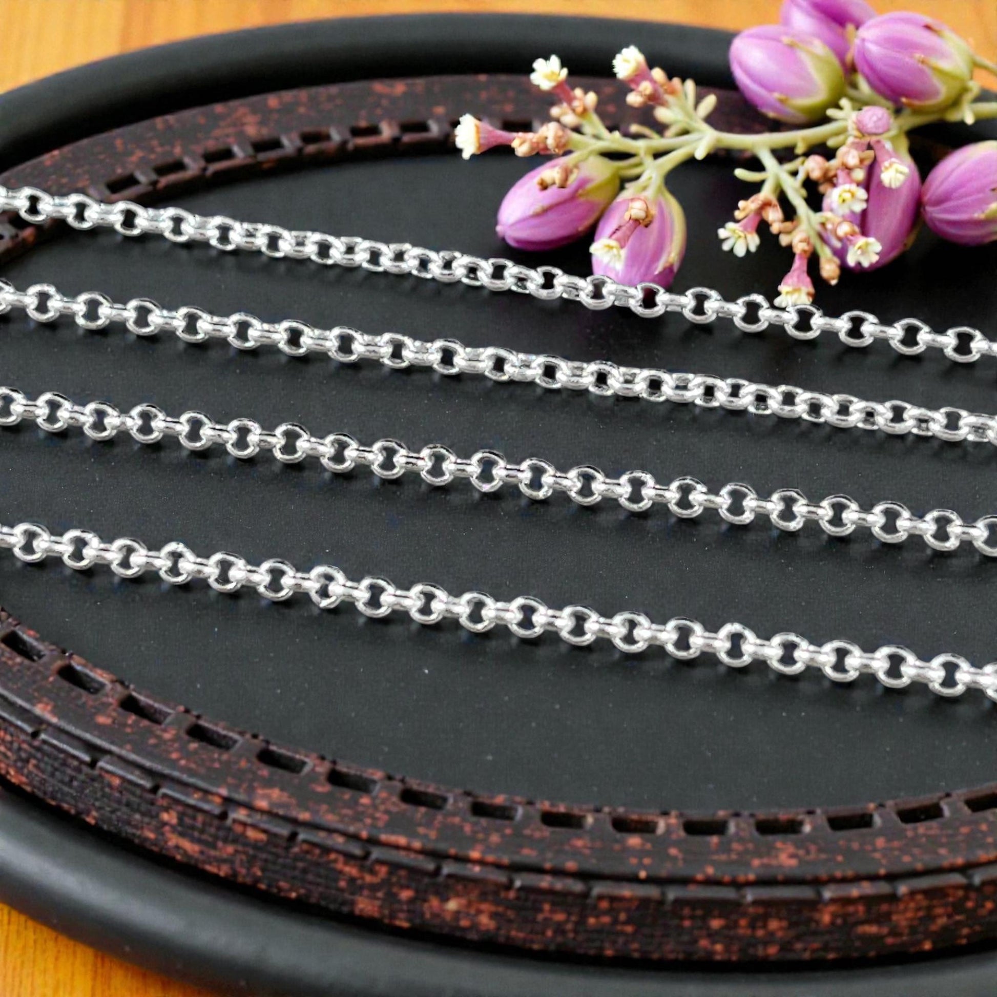 2mm Rolo, Small Belcher Chain - Silver Plated Brass (CH-30S) * 18" Length