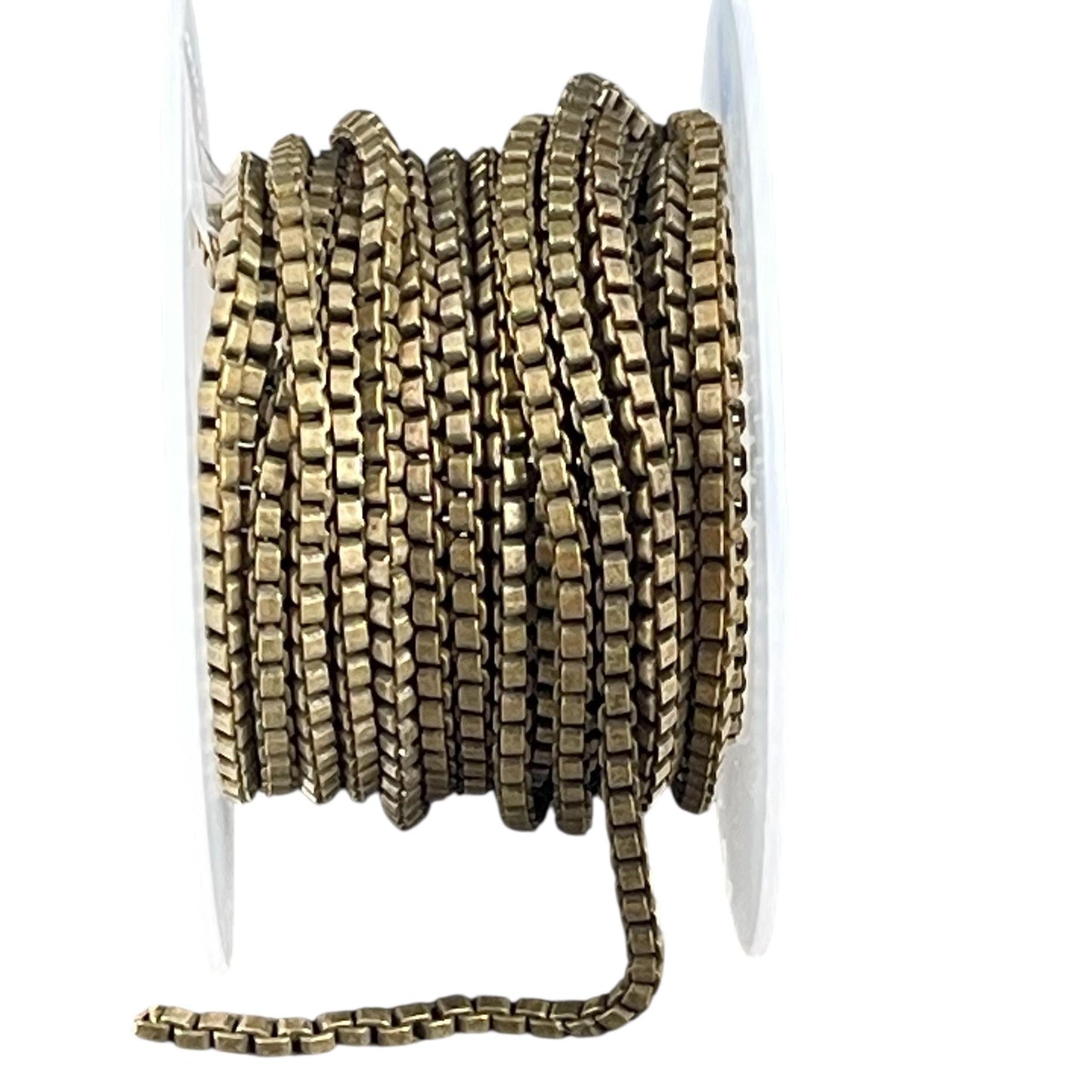 Chain by the Foot - 2mm Box Chain - Antiqued Brass (CH-304AB) * 18" Length