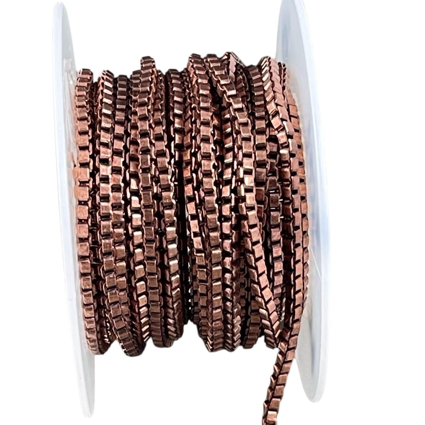 Chain by the Foot - 2mm Box Chain - Antiqued Copper Plated Brass (CH-304AC) * 18" Length