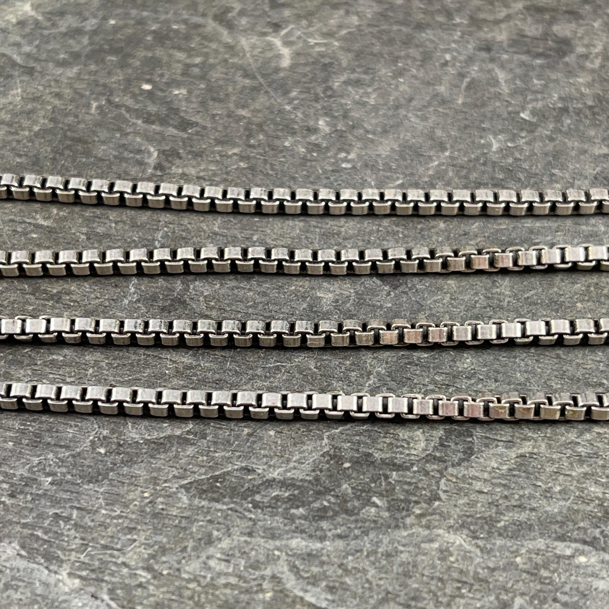 Chain by the Foot - 2mm Box Chain - Antiqued Silver Plated Brass (CH-304AS) * 18" Length