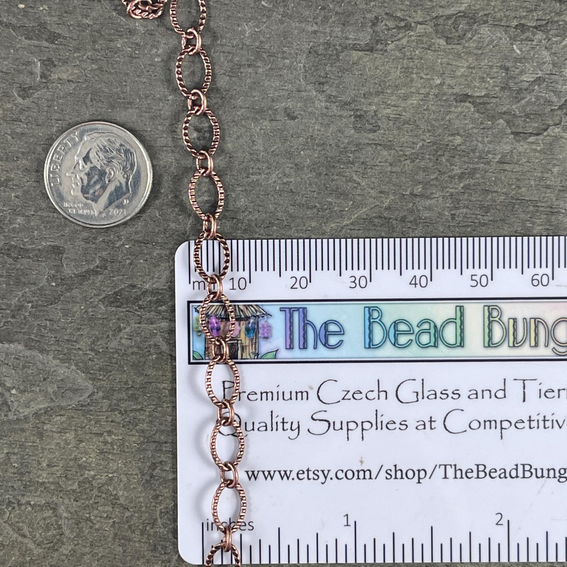 Textured Oval Cable Chain - Antiqued Copper Plated Brass (CH-28AC) * 18" Length