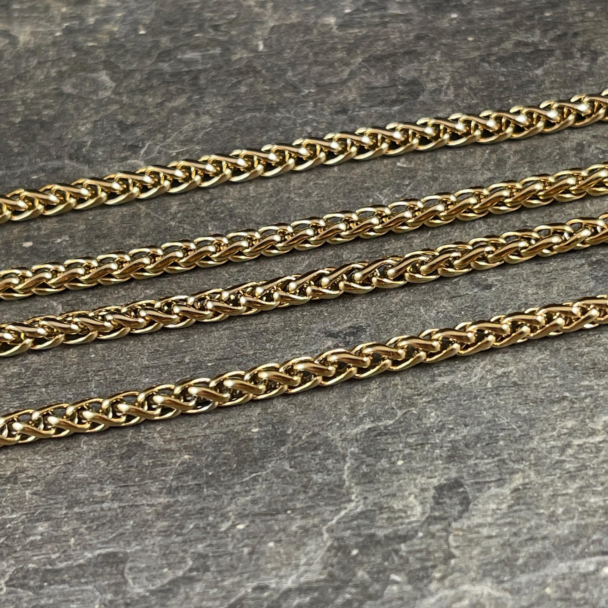3mm Spiga Wheat Chain - 18k Gold Plated Stainless Steel (SS02SG) * 18" Length