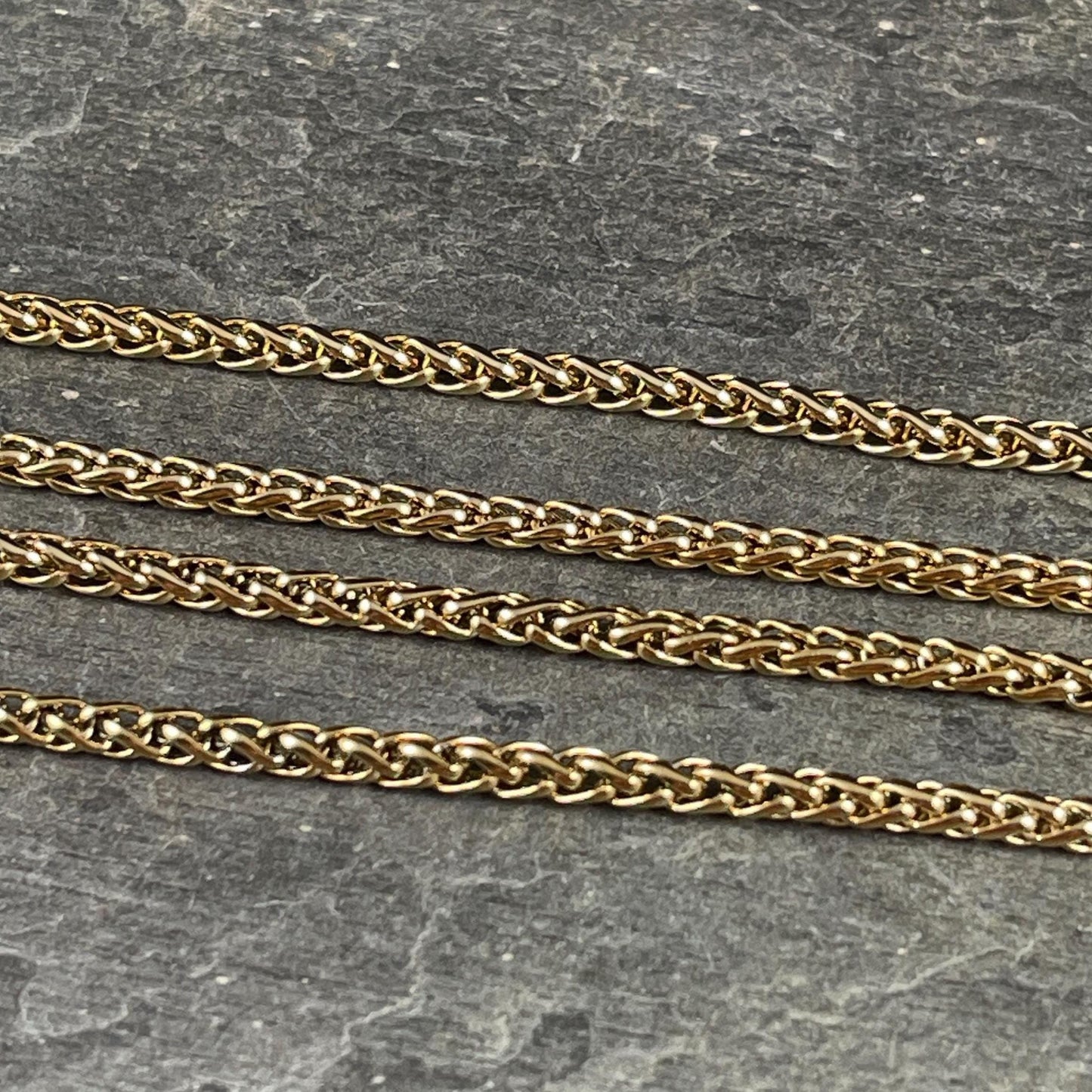 Chain by the Foot - 3mm Spiga Wheat Chain - 18k Gold Plated Stainless Steel (SS02SG) * 18" Length