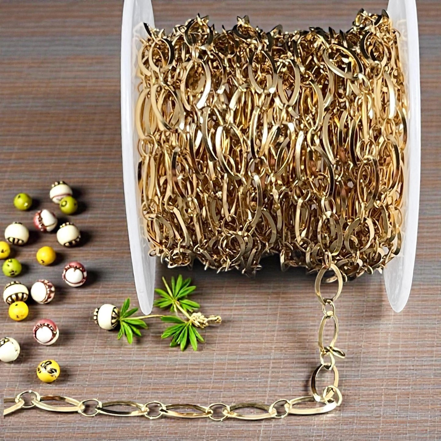 Oval Link Chain, 4x9mm Links - 18k Gold Plated Stainless Steel (JR-01-18) * 18" length