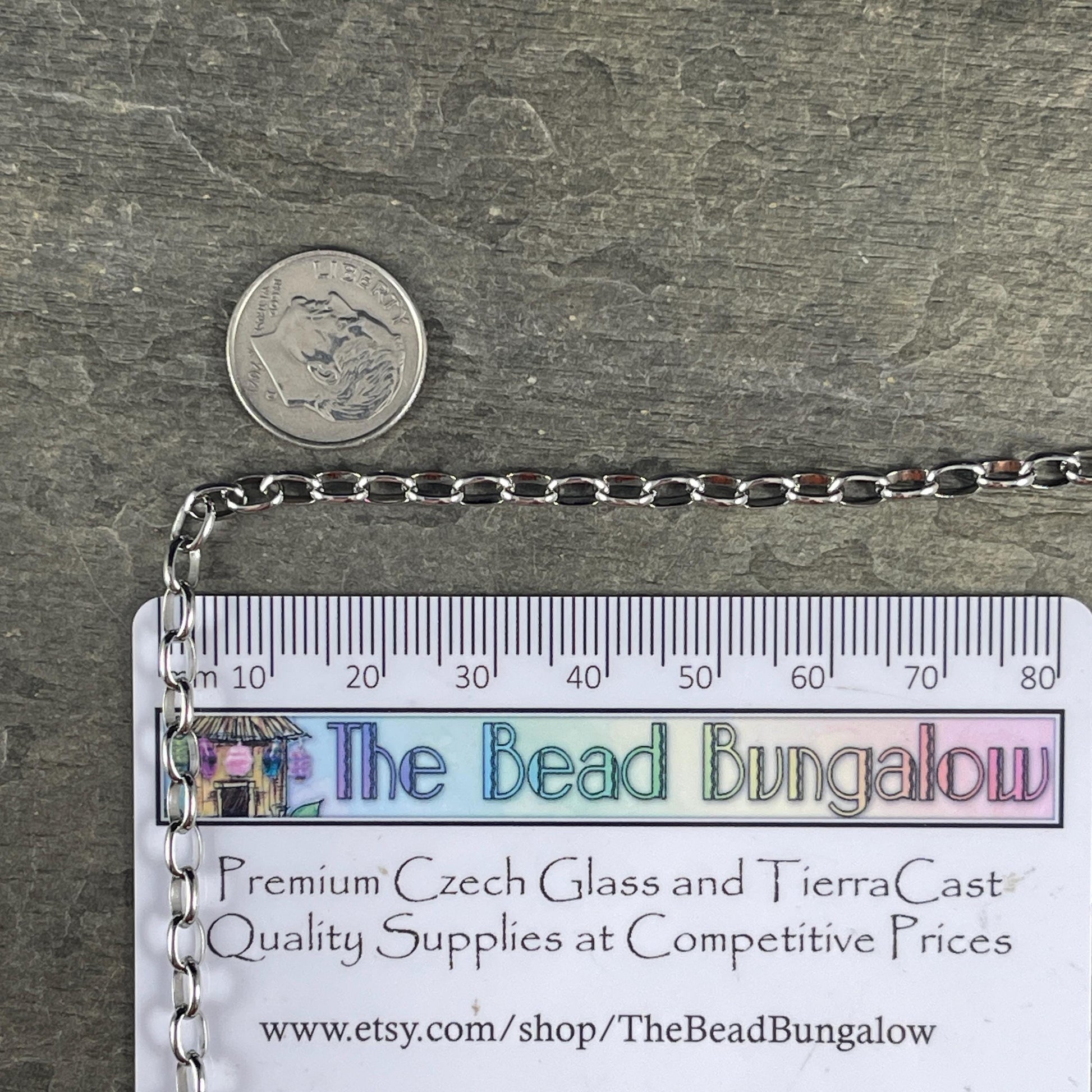 Chain by the Foot - Oval Cable Chain, 3.8x5.5mm - 316 Stainless Steel (XM-07-SS) * 1 Yard/36" length