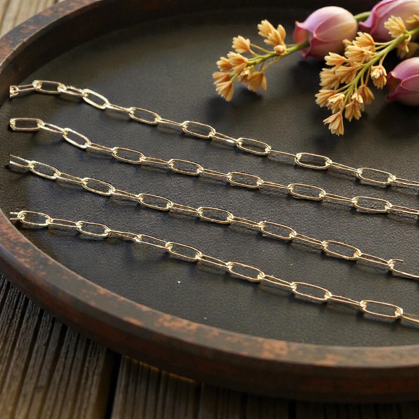 Chain by the Foot - Paperclip Style Chain, 7.9x2.3mm Links - Gold Plated Brass (CH-160) * 18" Length