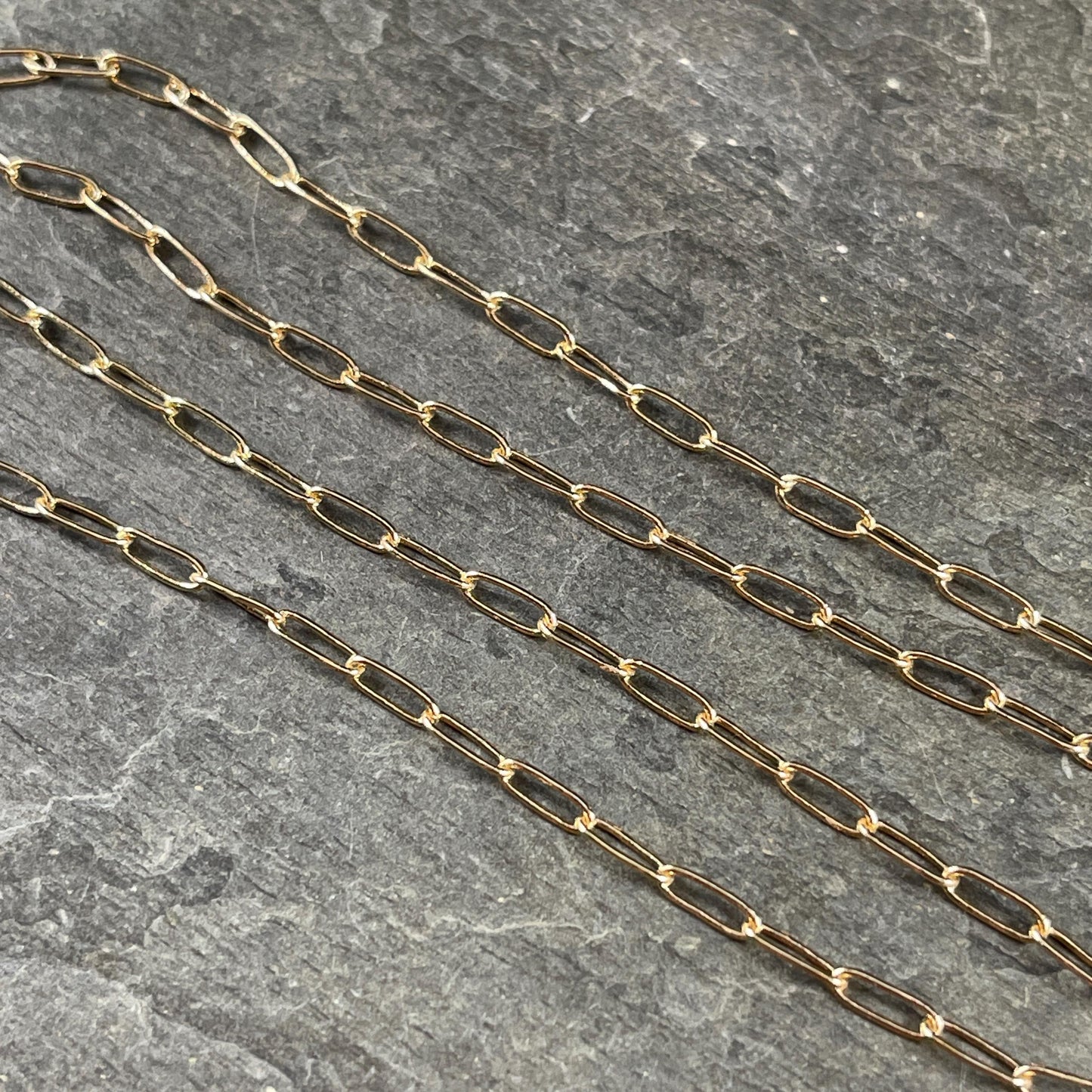 Chain by the Foot - Paperclip Style Chain, 7.9x2.3mm Links - Gold Plated Brass (CH-160) * 18" Length