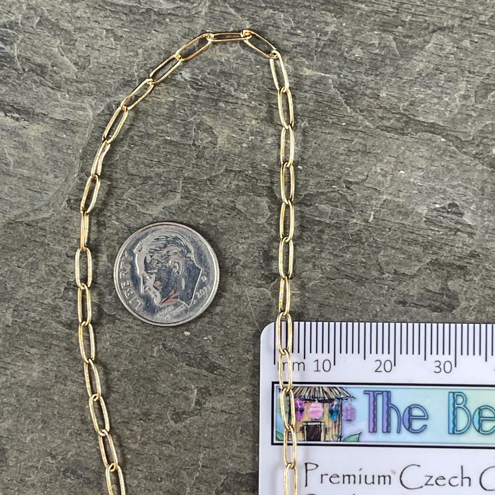 Chain by the Foot - Paperclip Style Chain, 7.9x2.3mm Links - Gold Plated Brass (CH-160) * 18" Length