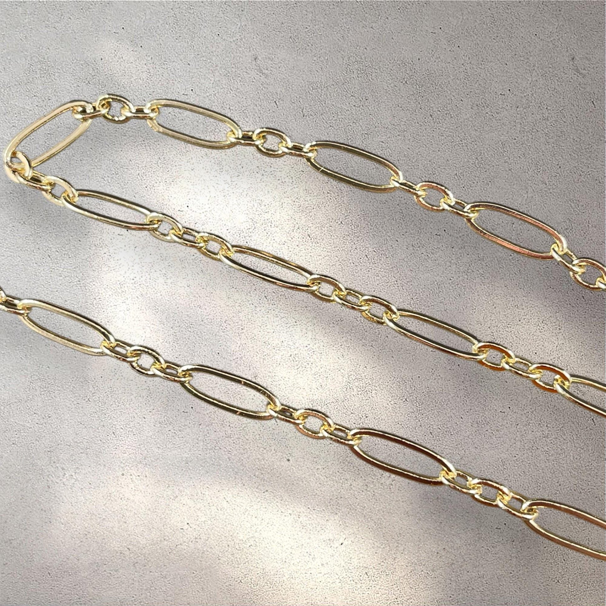 Stretched Link Chain, 17.7x6mm Links -Gold Plated Brass (CH-821G) * 12" Length