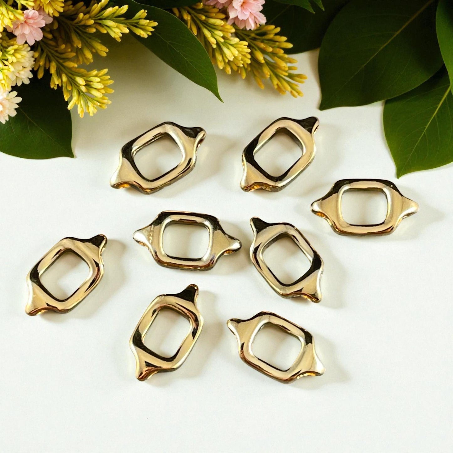 Square Link with Loops, 24k Gold Plated, Nickle Free (PF/13491-12) * Qty. 6