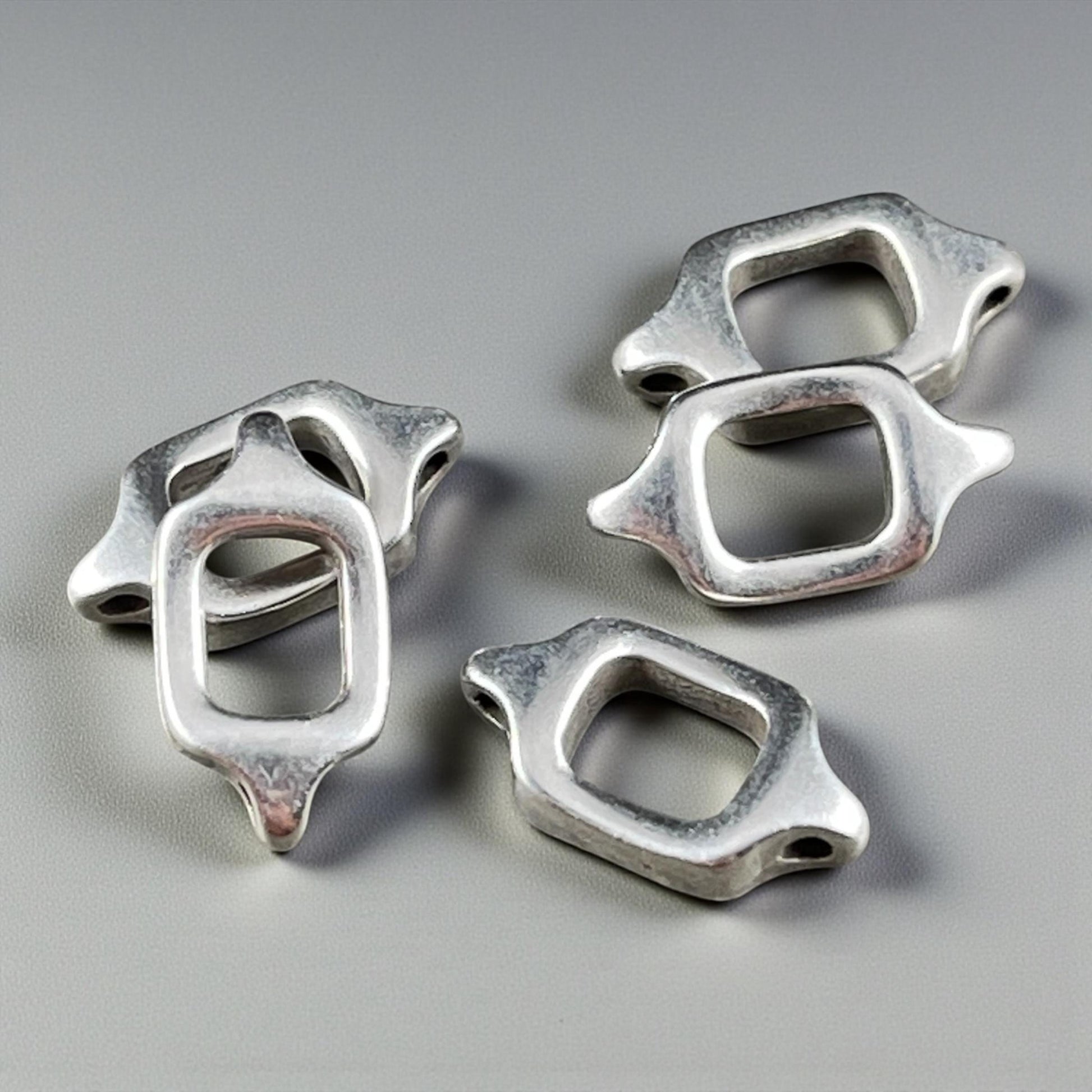 Square Link with Loops, Antiqued Silver Plated, Nickle Free (PF/13491-12) * Qty. 6