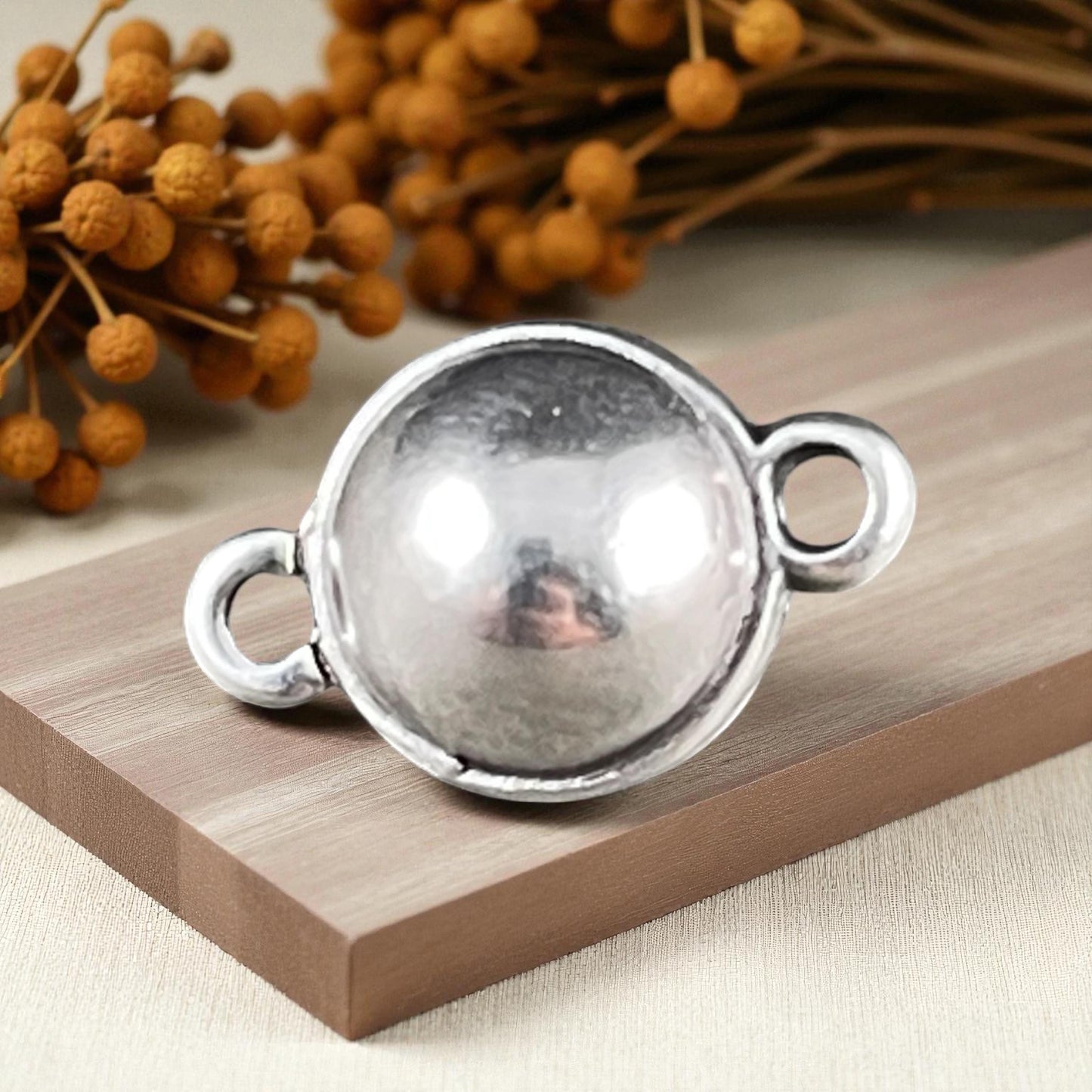 Magnetic Sphere Clasp, Antiqued Silver Plated, 15x10mm (PF/14793-03-77) * Qty. 1