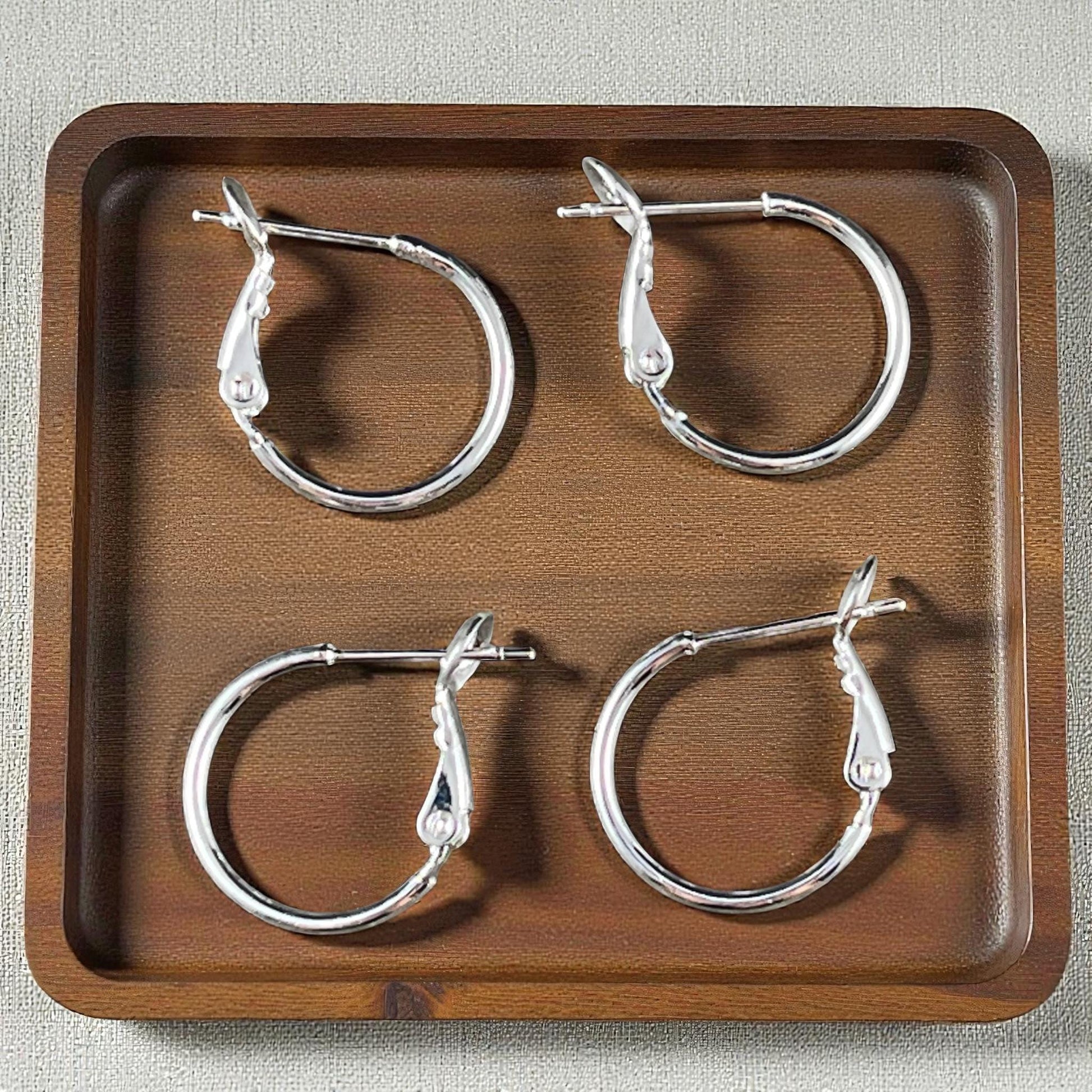 Silver Plated Brass, 16mm Earring Hoop with Closed Back and Stainless Steel Post (PF/300856-16-10) * Qty. 4