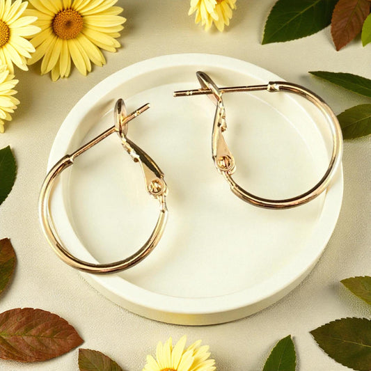 24k Gold Plated Brass, Nickel Free 16mm Earring Hoop with Closed Back (PF/300856-16-12) * Qty. 4