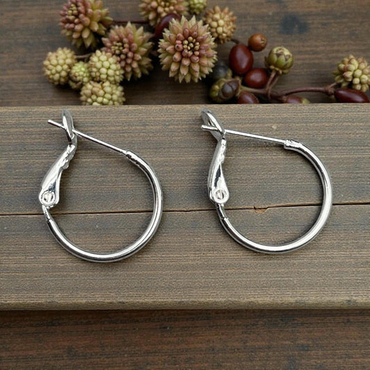 Silver Plated Brass, 16mm Earring Hoop with Closed Back and Stainless Steel Post (PF/300856-16-10) * Qty. 4
