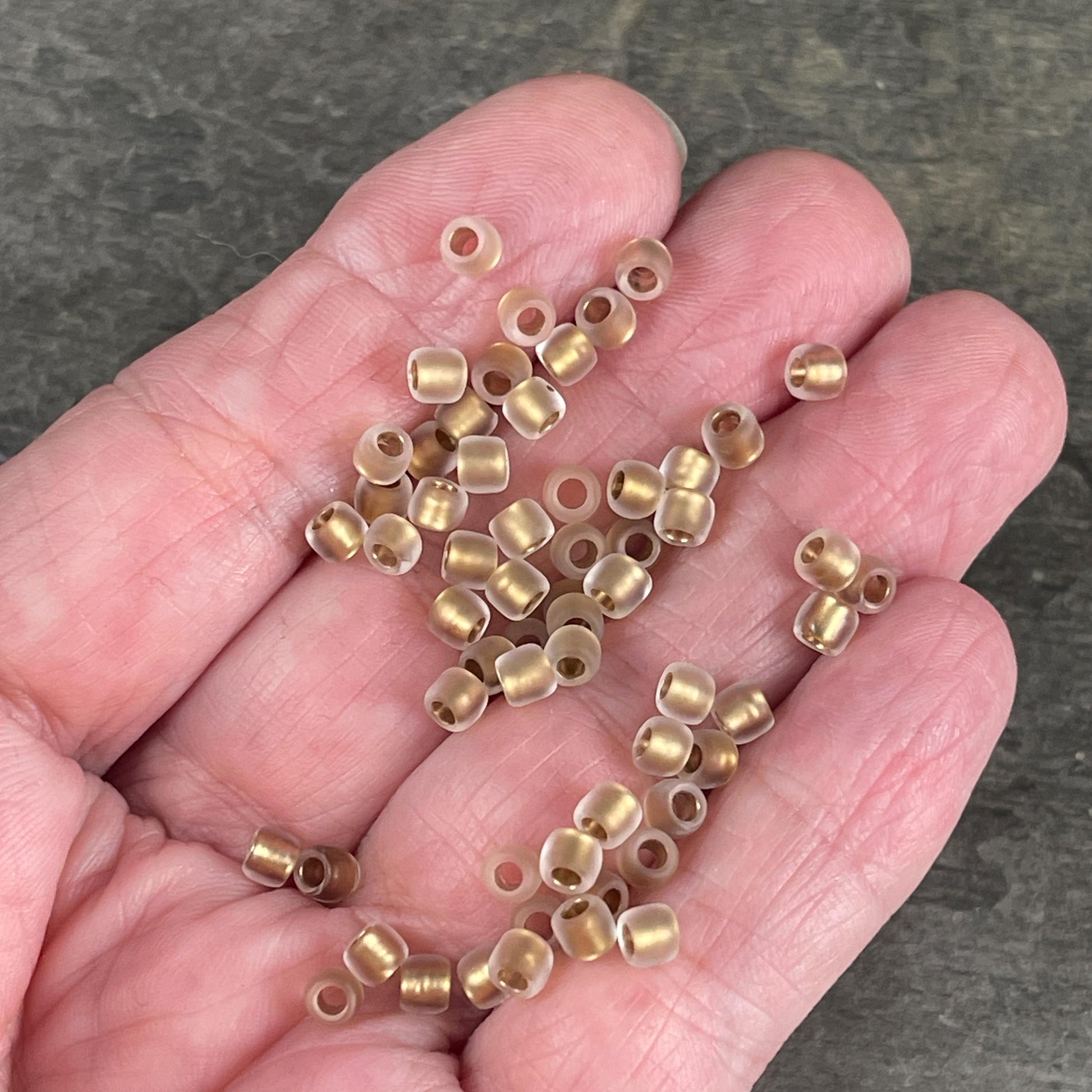 6/0 Gold TOHO Glass Seed Beads, Frosted Crystal, Gold Lined (T6/SM-989F) * 20 grams