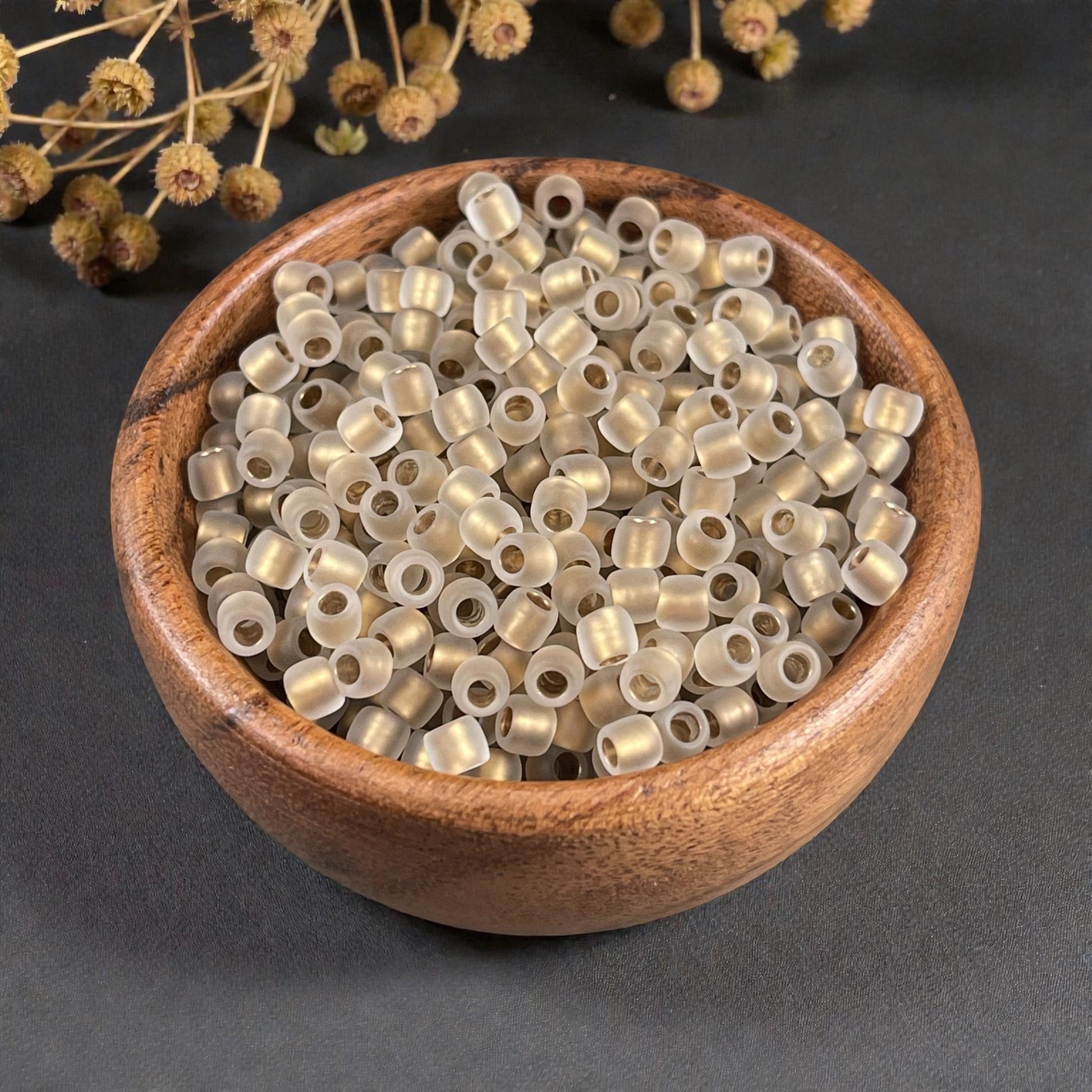 6/0 Gold TOHO Glass Seed Beads, Frosted Crystal, Gold Lined (T6/SM-989F) * 20 grams