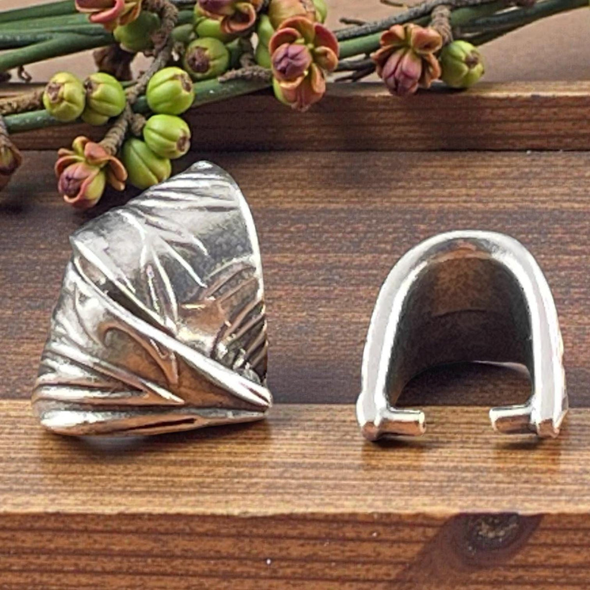 TierraCast 9.5mm Pinch Bail, Antiqued Silver Plated (PF/885-77) * Qty. 4