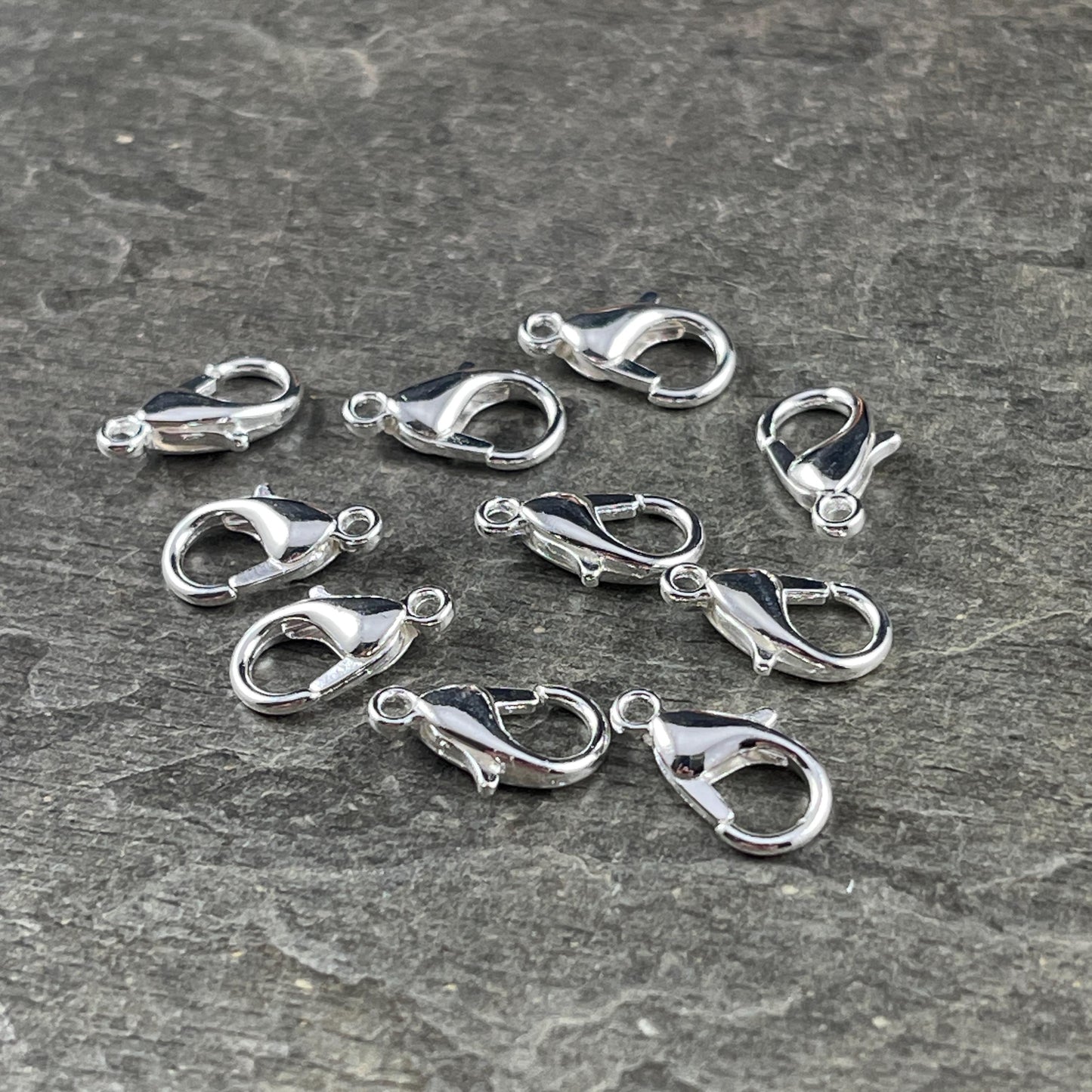 12x7mm Lobster Clasp, Silver Plated Zamak, Nickel Free (PF/605-12-10) * Qty. 12