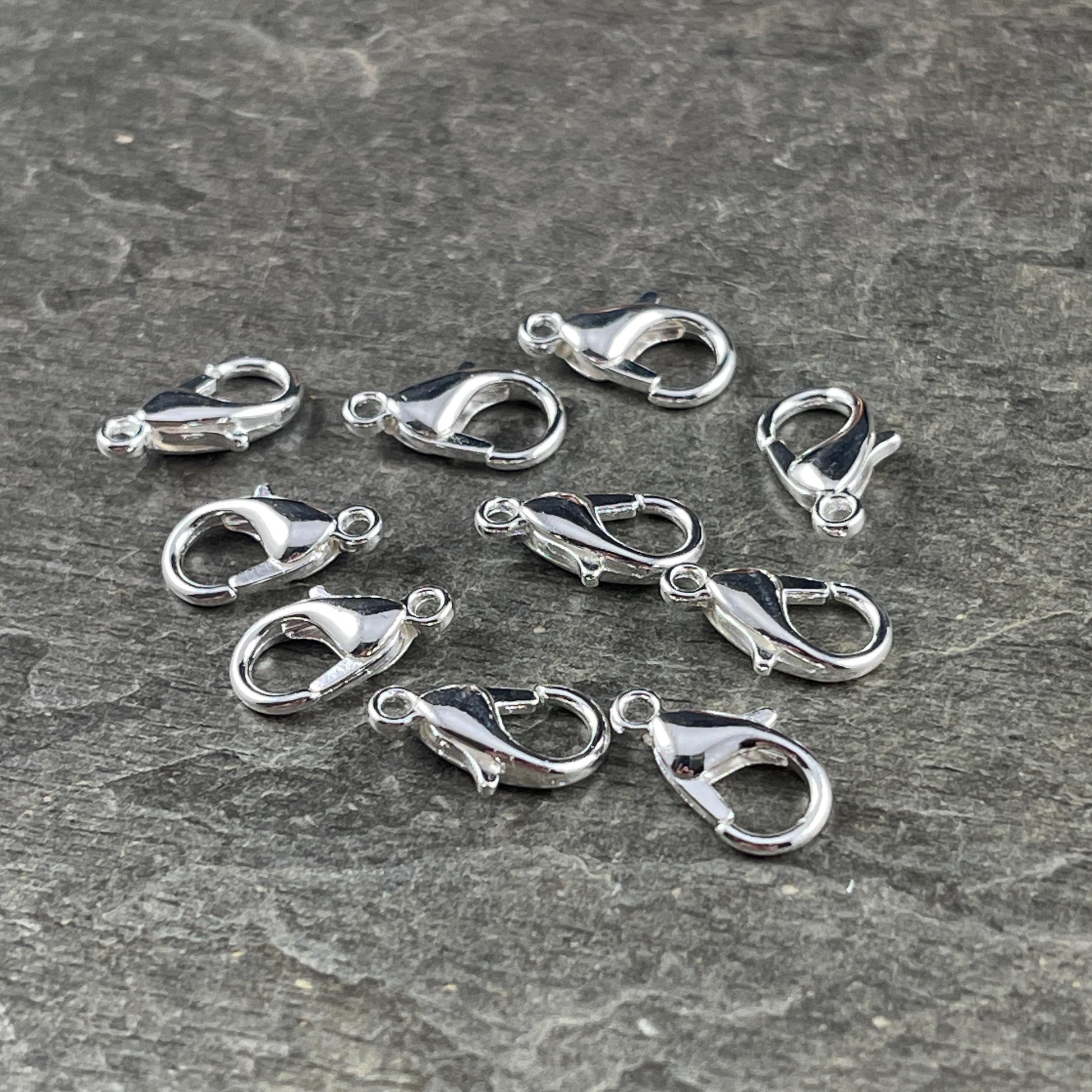 12x7mm Lobster Clasp, Silver Plated Zamak, Nickel Free (PF/605-12-10) * Qty. 12