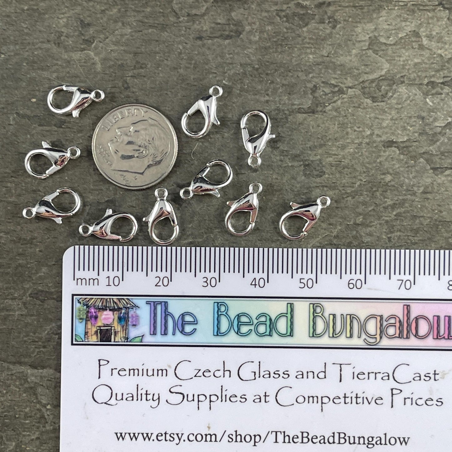 12x7mm Lobster Clasp, Silver Plated Zamak, Nickel Free (PF/605-12-10) * Qty. 12
