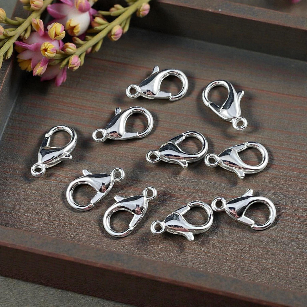 12x7mm Lobster Clasp, Silver Plated Zamak, Nickel Free (PF/605-12-10) * Qty. 12