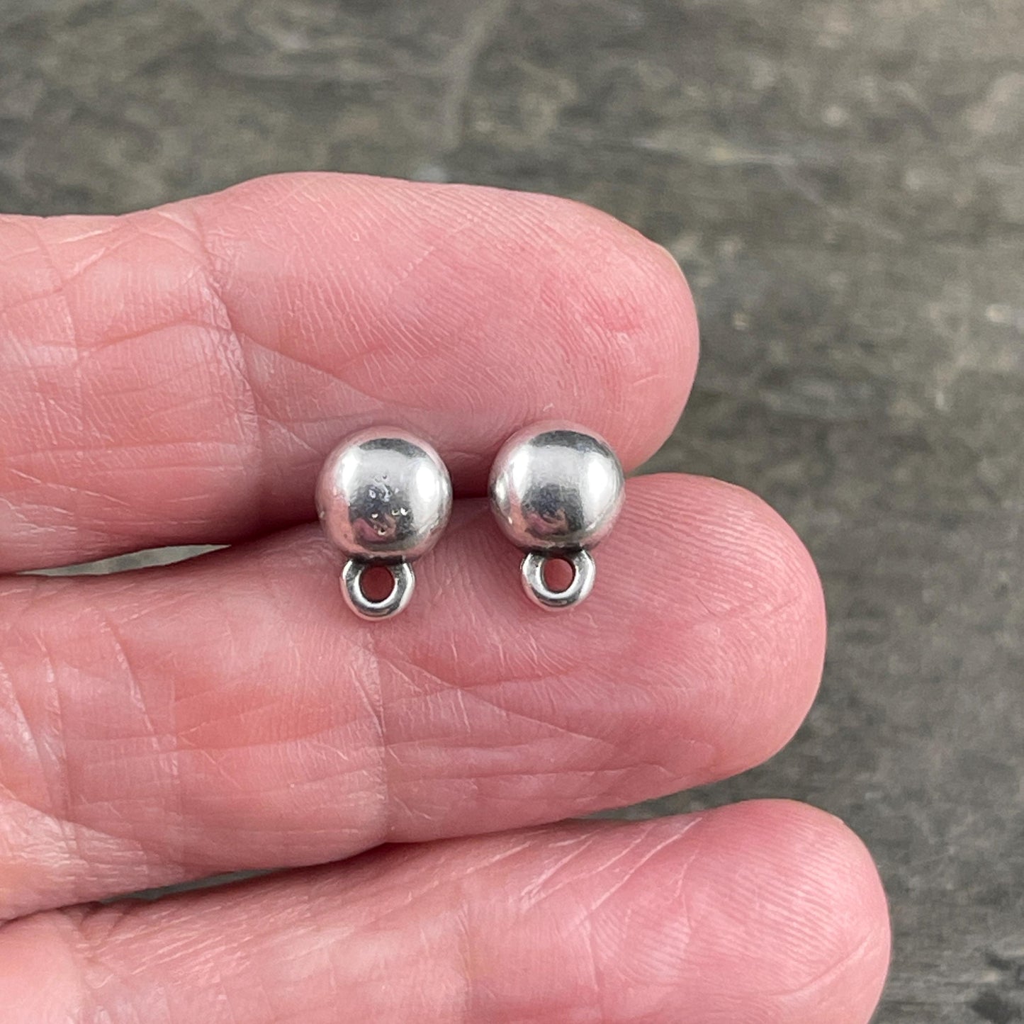 Dome Earring with Loop and Titanium Post, Antiqued Silver Plated (PF/9363-77) * Qty. 4