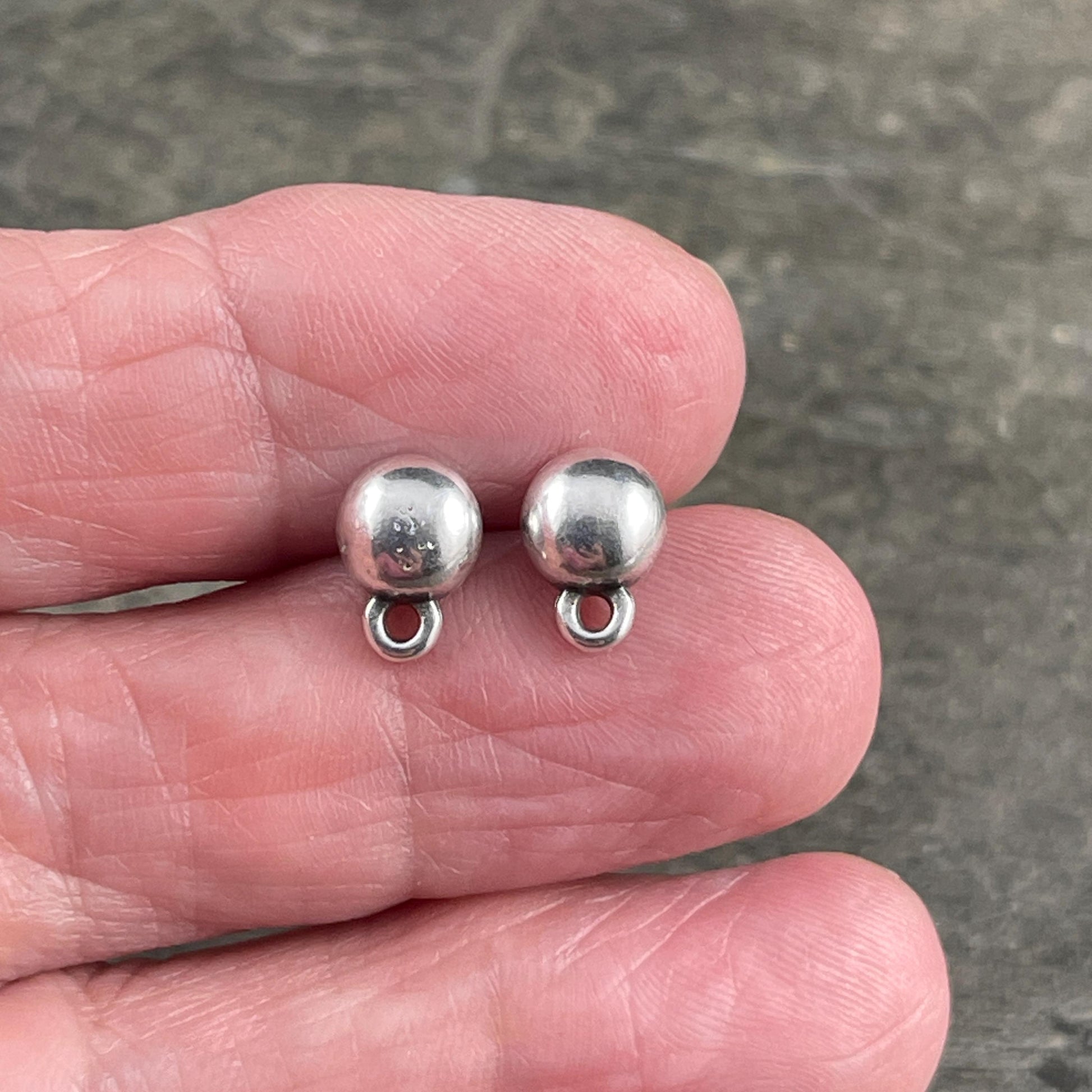 Dome Earring with Loop and Titanium Post, Antiqued Silver Plated (PF/9363-77) * Qty. 4