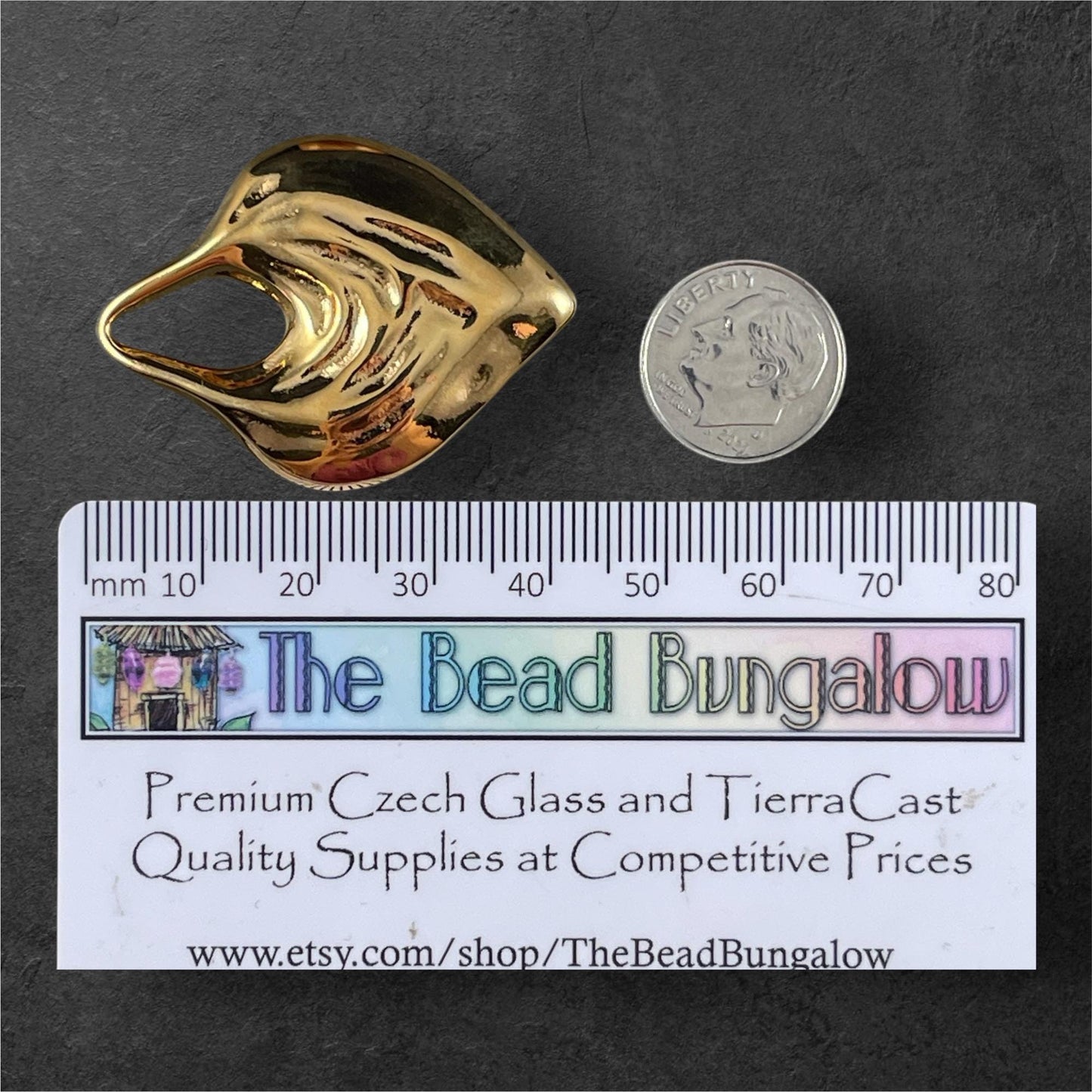 41mm Heart Pendant, 24k Gold Plated, Nickel Free (PF/15276-12) * Qty. 1