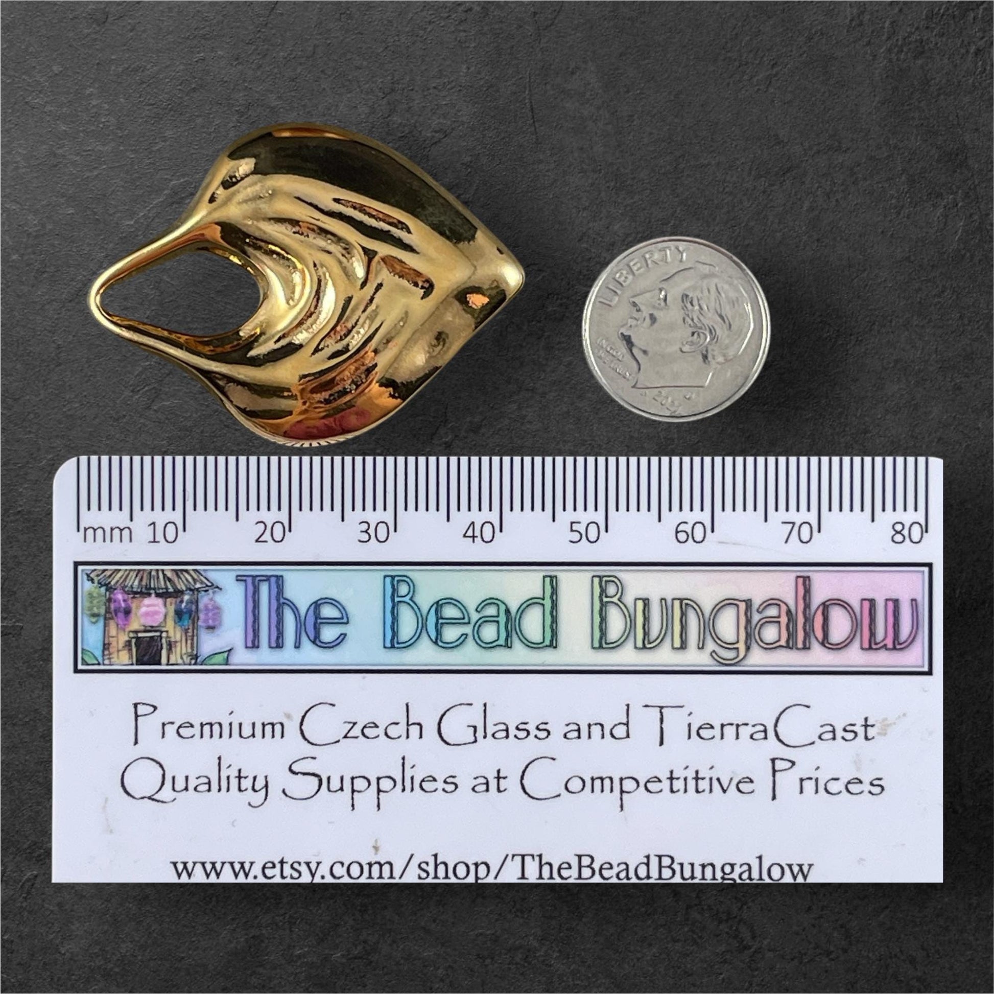 41mm Heart Pendant, 24k Gold Plated, Nickel Free (PF/15276-12) * Qty. 1