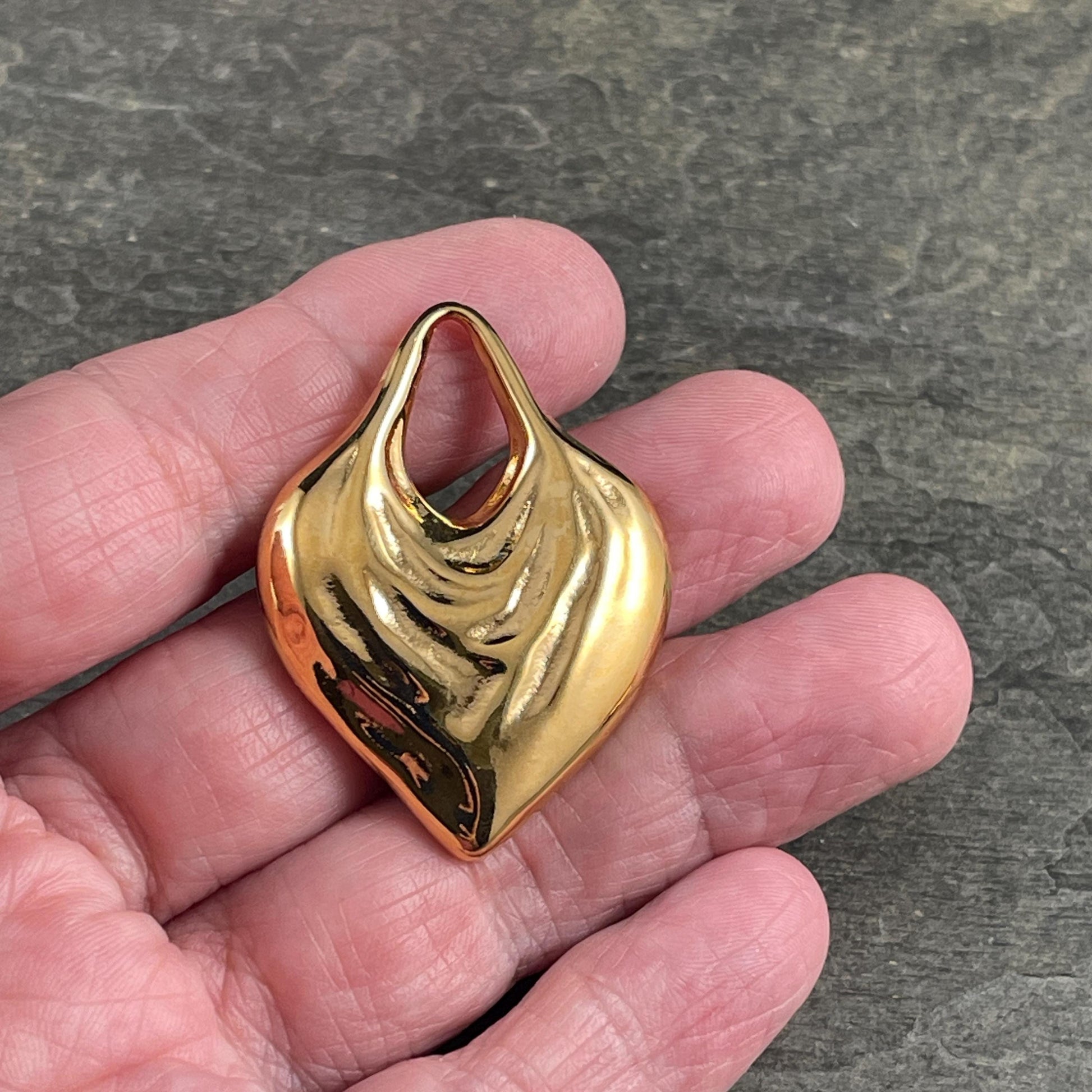 41mm Heart Pendant, 24k Gold Plated, Nickel Free (PF/15276-12) * Qty. 1