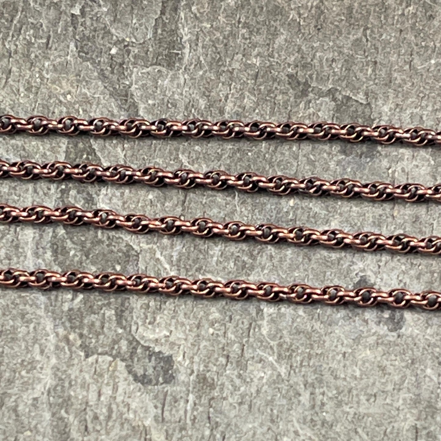 Chain by the Foot - 1.6mm Spiral Rolo, Small Chain - Antiqued Copper Plated Brass (CH-865AC) * 18" Length