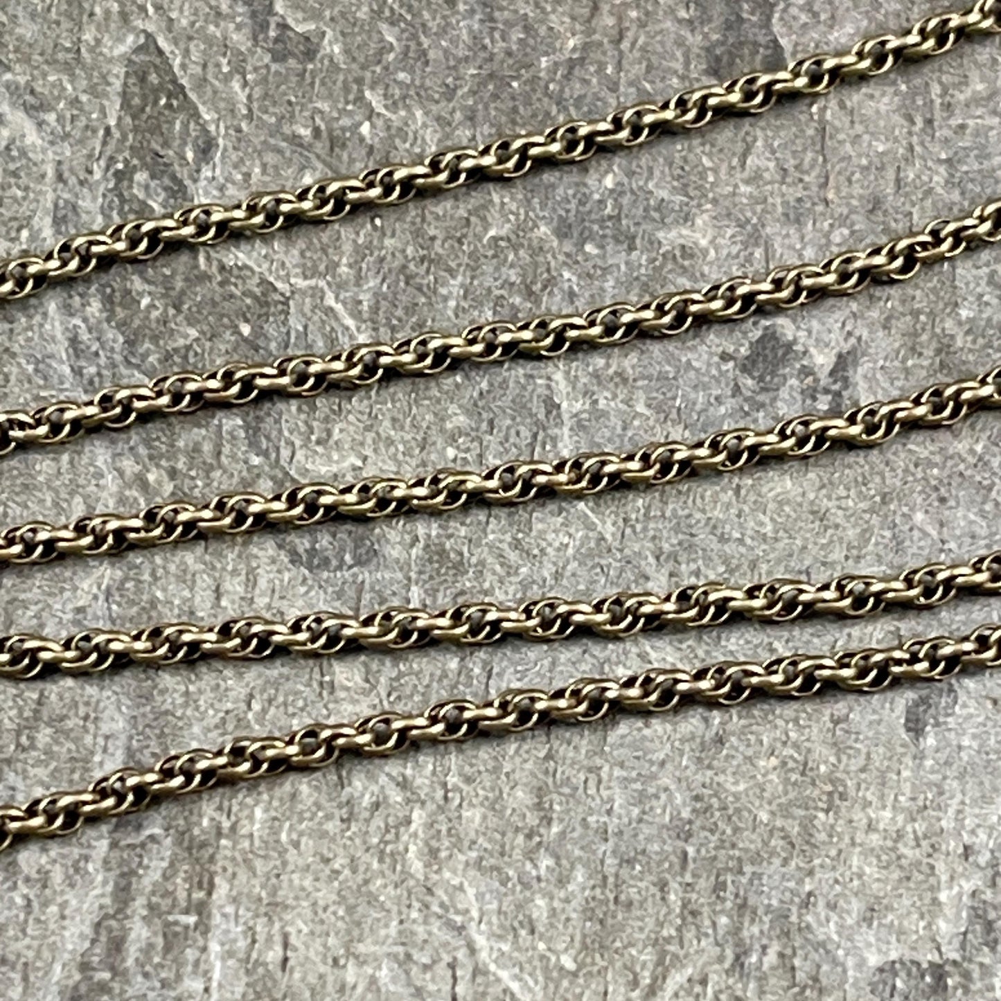 1.6mm Spiral Rolo, Small Chain - Antiqued Brass (CH-865AB) * 18" Length