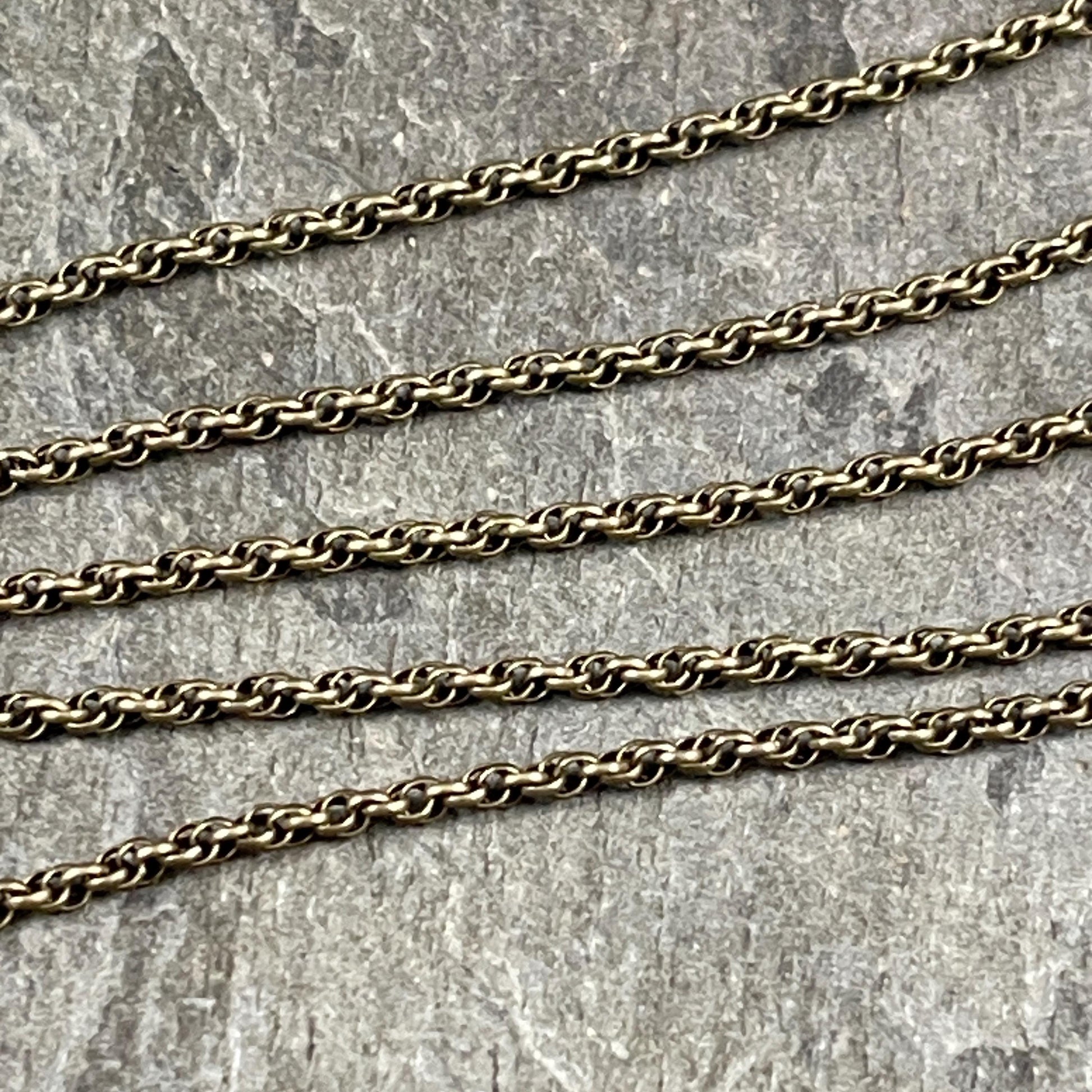 1.6mm Spiral Rolo, Small Chain - Antiqued Brass (CH-865AB) * 18" Length