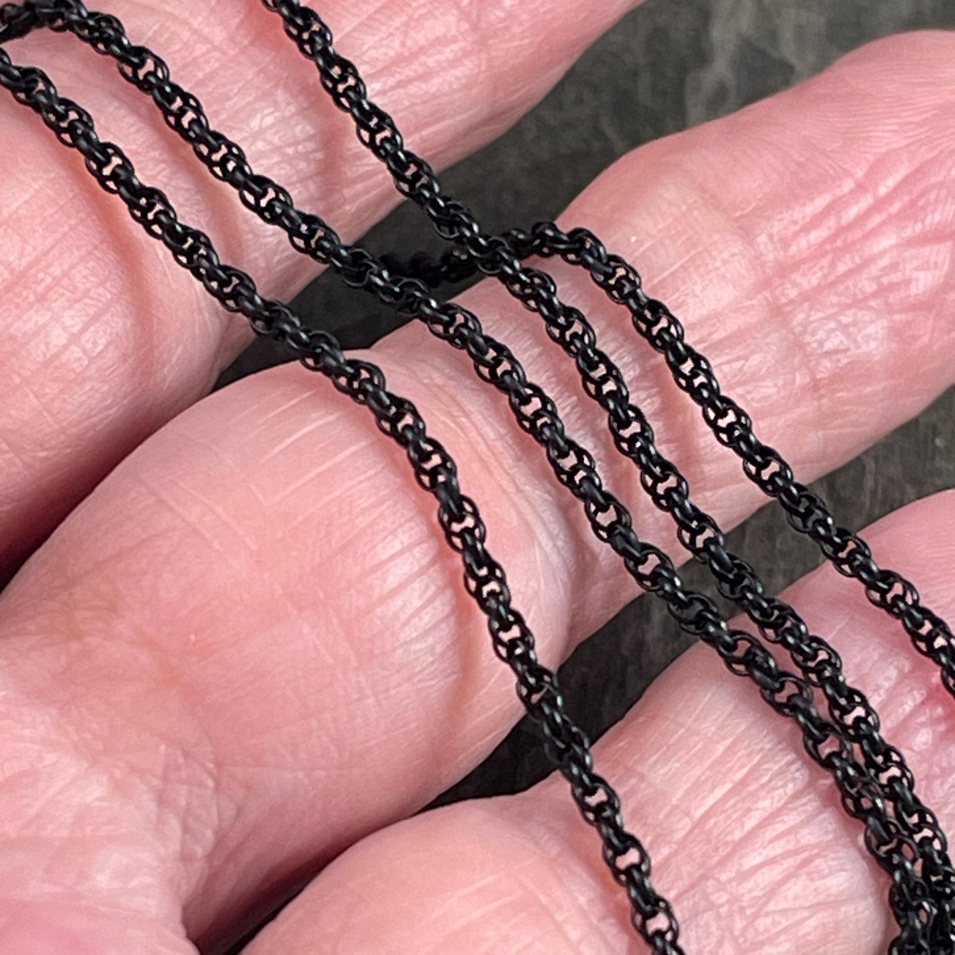Chain by the Foot - 1.6mm Spiral Rolo, Small Chain - Matte Black Plated Brass (CH-865MB) * 18" Length