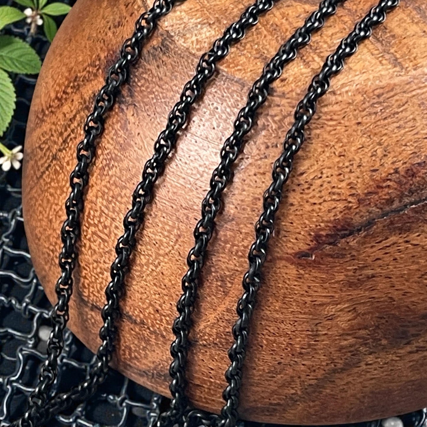 Chain by the Foot - 1.6mm Spiral Rolo, Small Chain - Matte Black Plated Brass (CH-865MB) * 18" Length