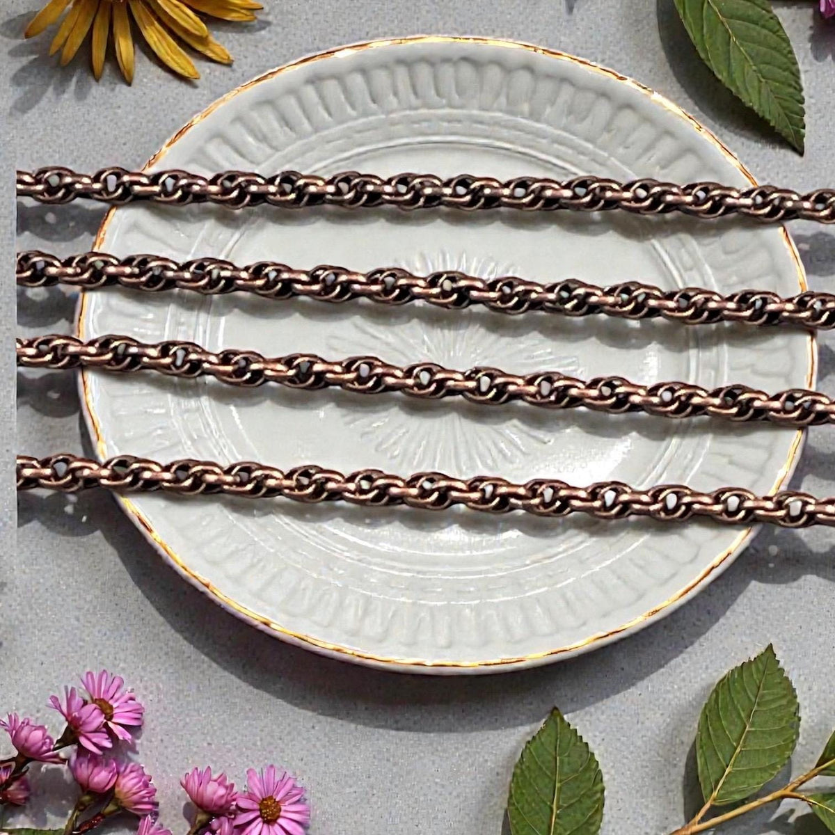 Chain by the Foot - 1.6mm Spiral Rolo, Small Chain - Antiqued Copper Plated Brass (CH-865AC) * 18" Length